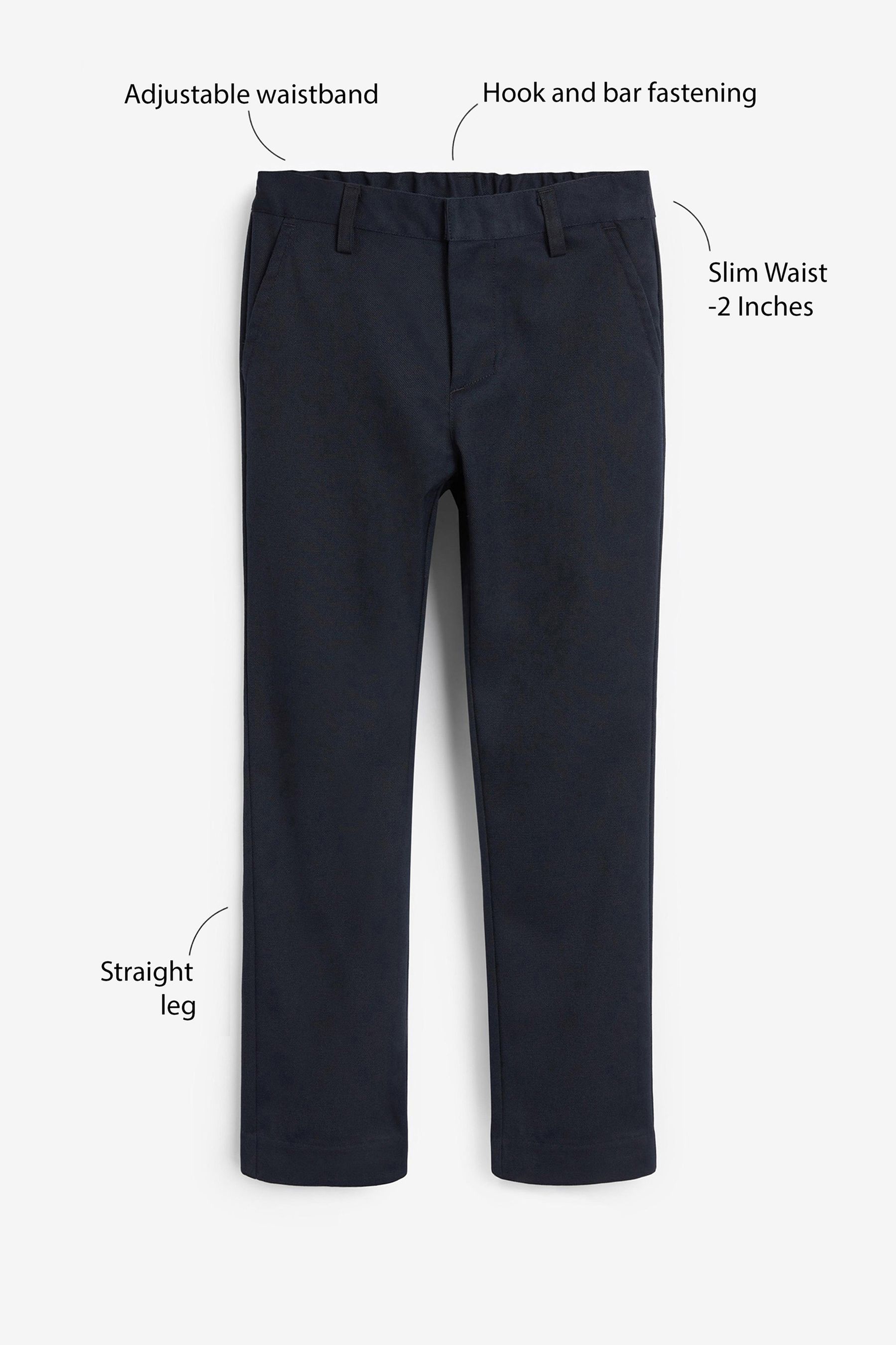 Buy Navy Regular Waist School Formal Straight Trousers (3-17yrs) from ...