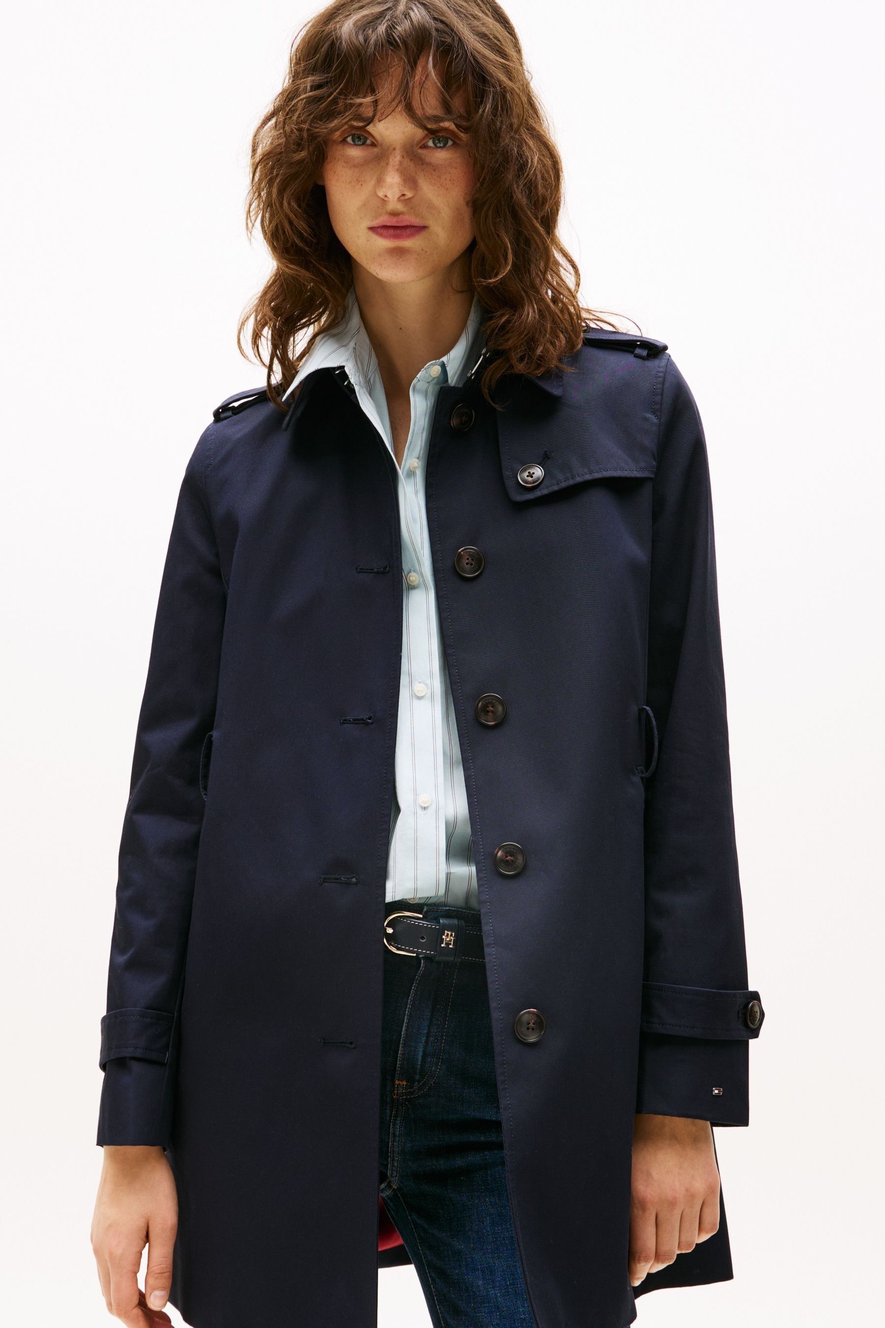 Buy Tommy Hilfiger Heritage Navy Blue Single Breasted Trench Coat from