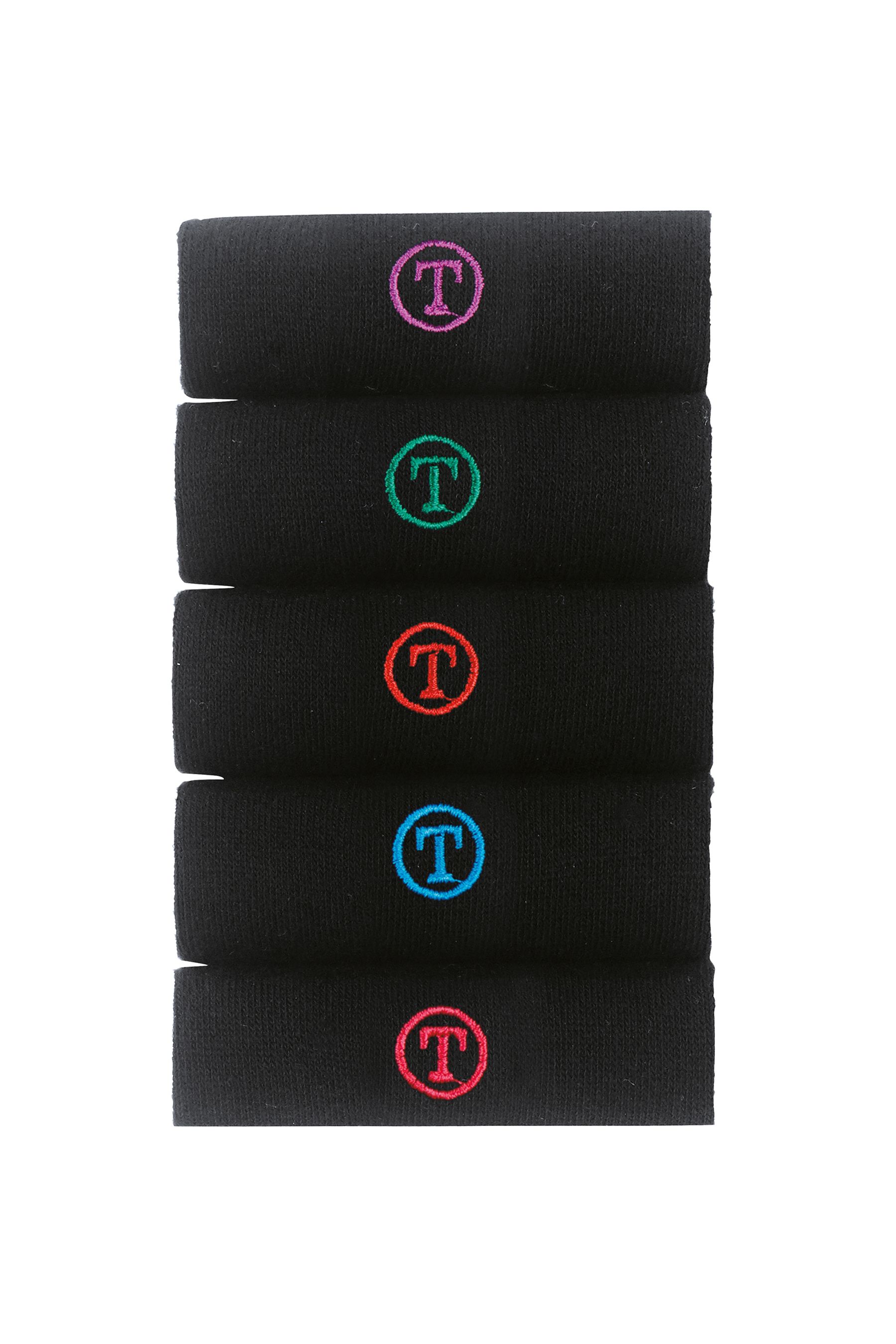 Buy Initial Black Embroidered Lasting Fresh Socks 5 Pack from Next