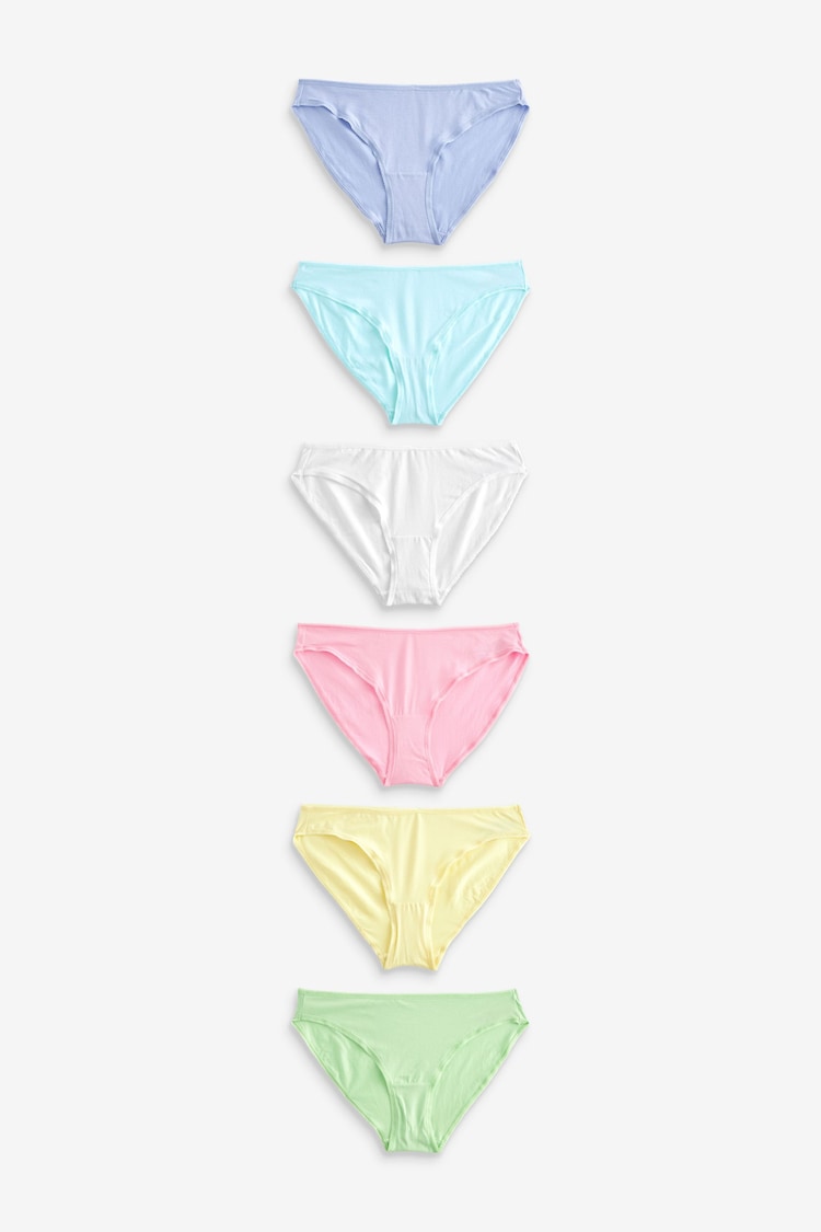 Pastel Colours High Leg Cotton Rich Knickers 6 Pack - Image 1 of 1