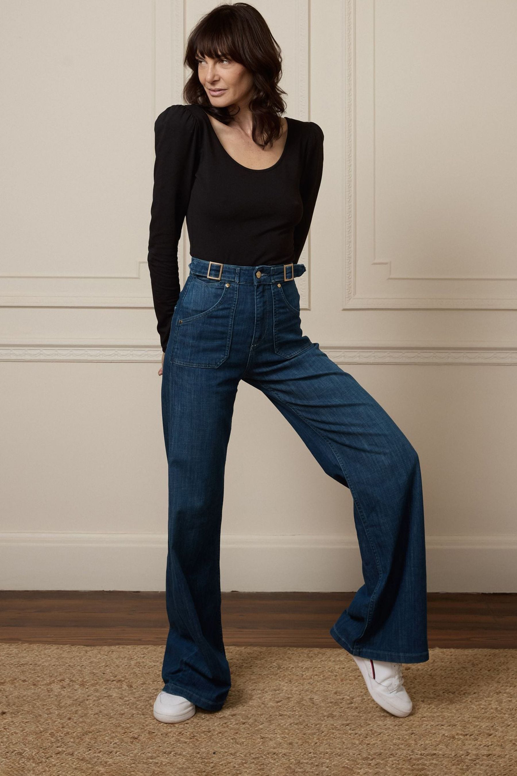 Buy Donna Ida Minni High Rise Wide Leg Flared Jeans from the Next UK ...