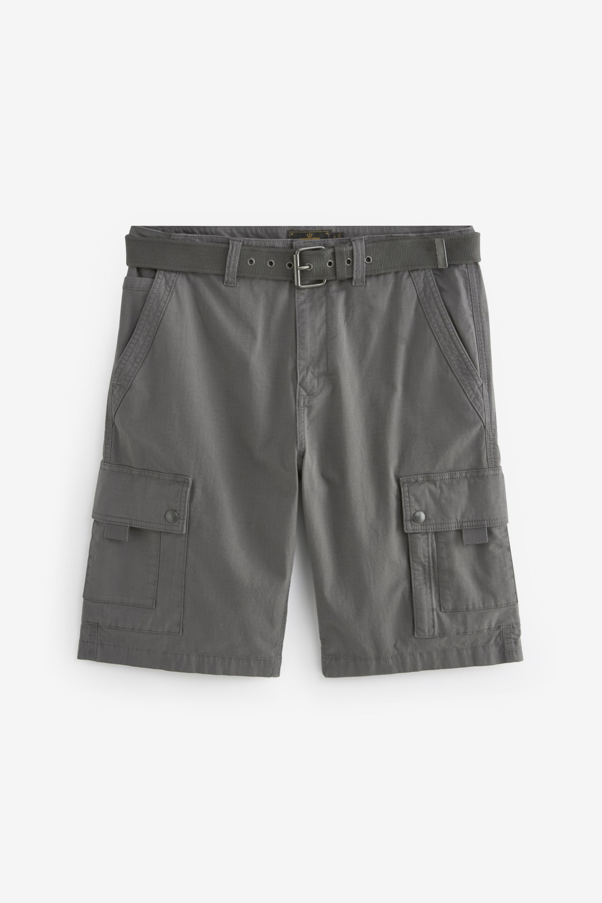 Charcoal Grey Belted Cargo Shorts - Image 1 of 1