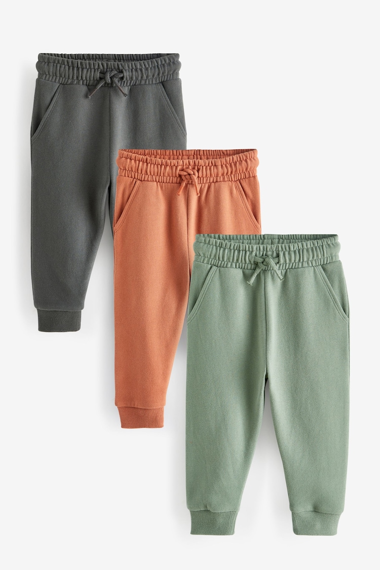 Grey/Rust/Green Soft Touch Joggers 3 Pack (3mths-7yrs) - Image 1 of 1
