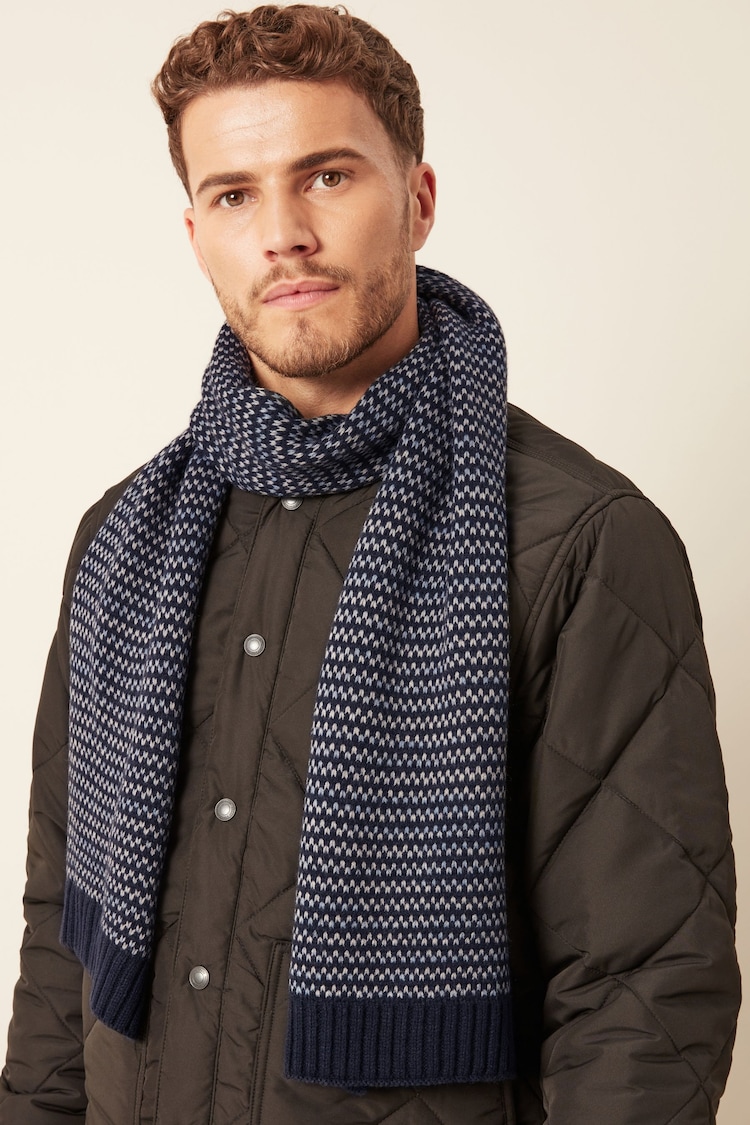 Navy Blue Textured Knitted Scarf - Image 1 of 1