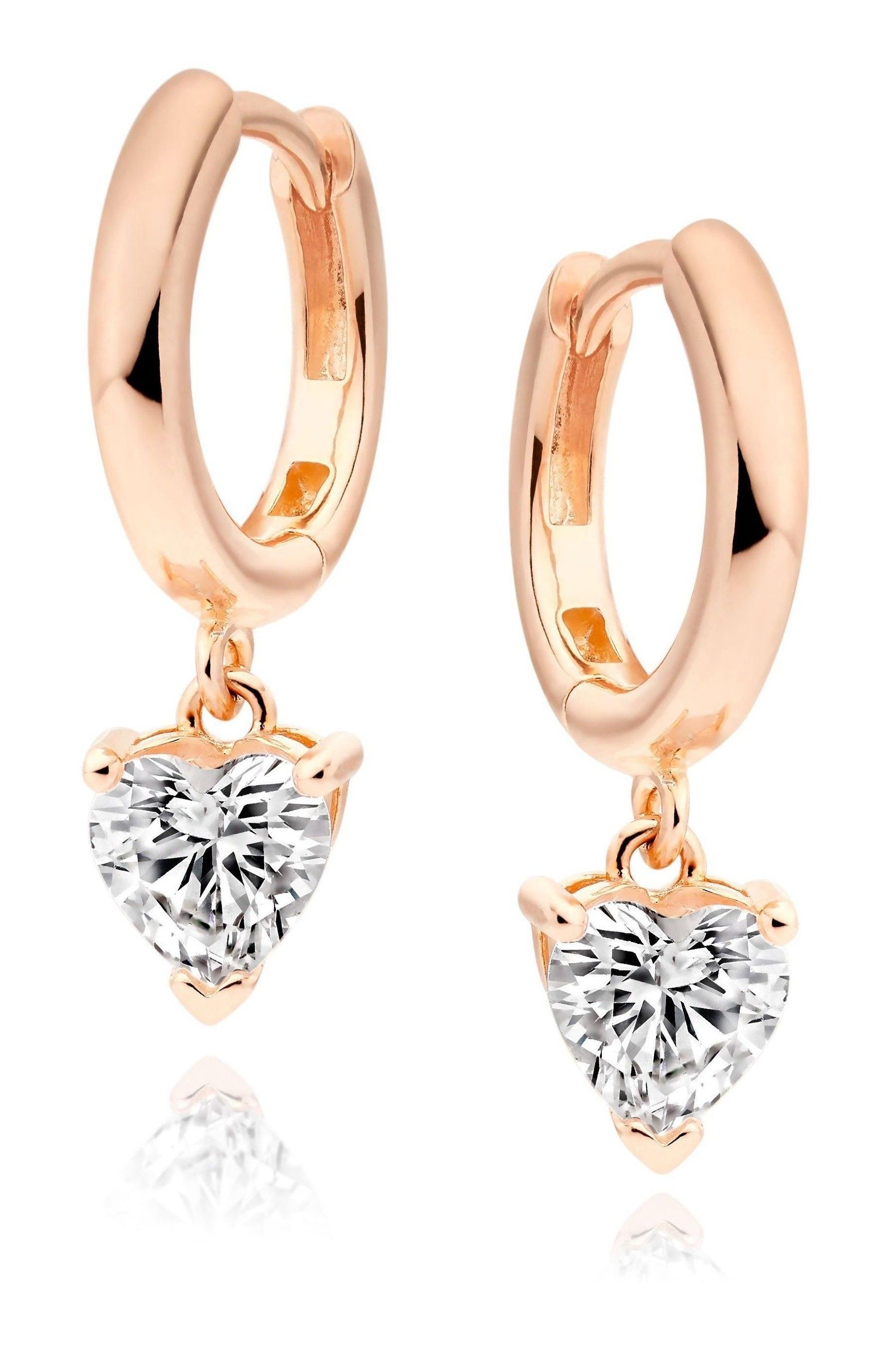 Buy Beaverbrooks Cubic Zirconia Sterling Silver Heart Charm Hoop