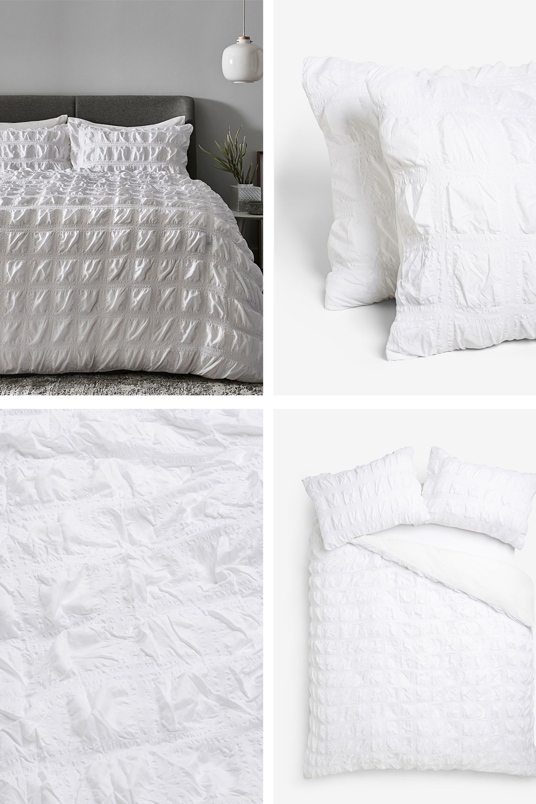Buy White Seersucker Supersoft Textured Duvet Cover and Pillowcase Set