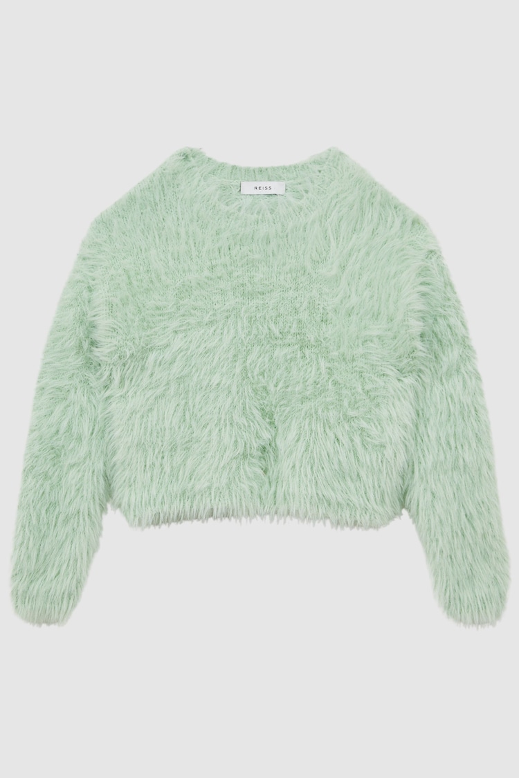 Reiss Green Freida Fluffy Crew Neck Jumper - Image 1 of 1