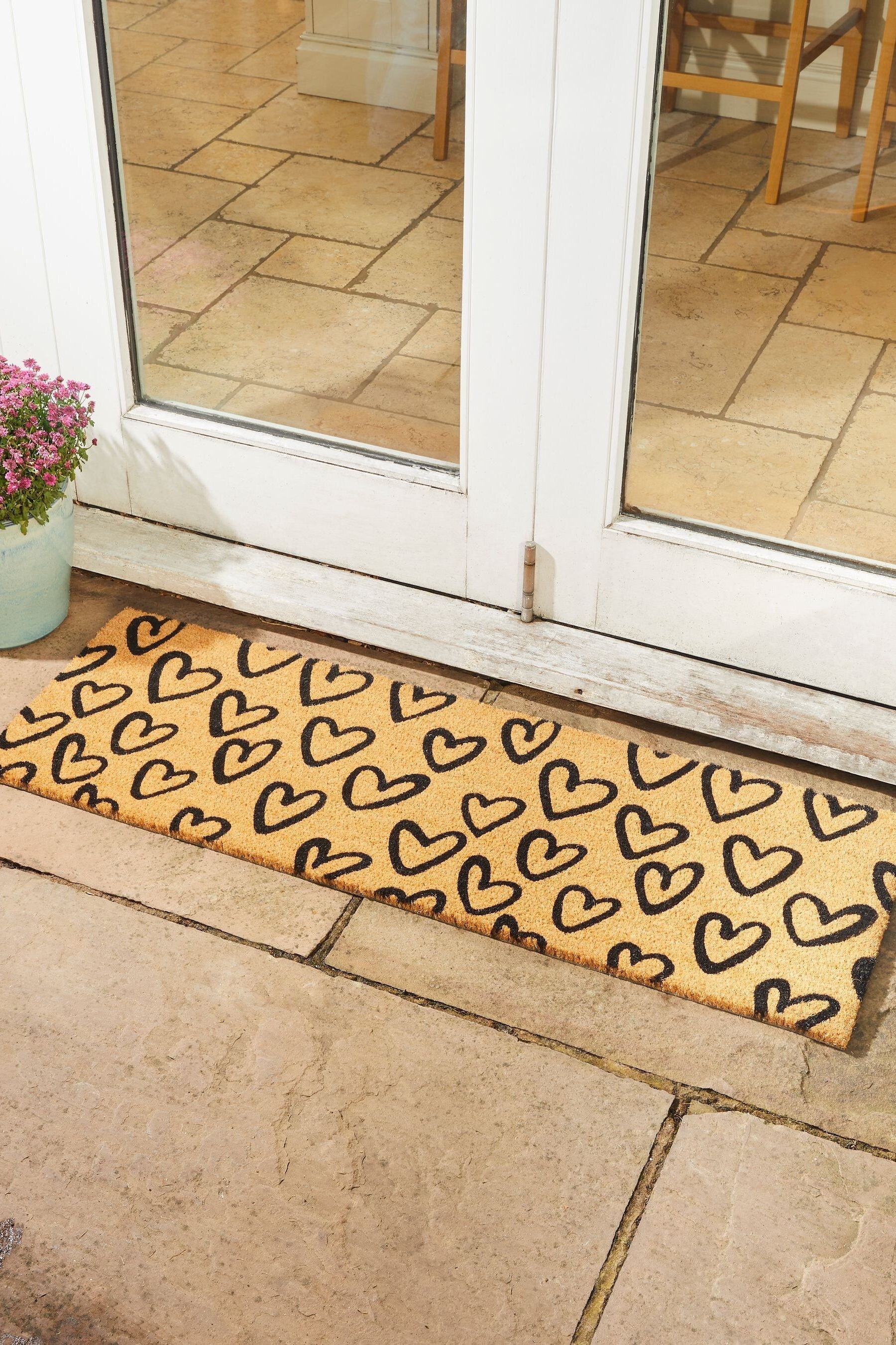 Buy Pride of Place Natural Astley Hearts Extra Wide Coir Doormat from