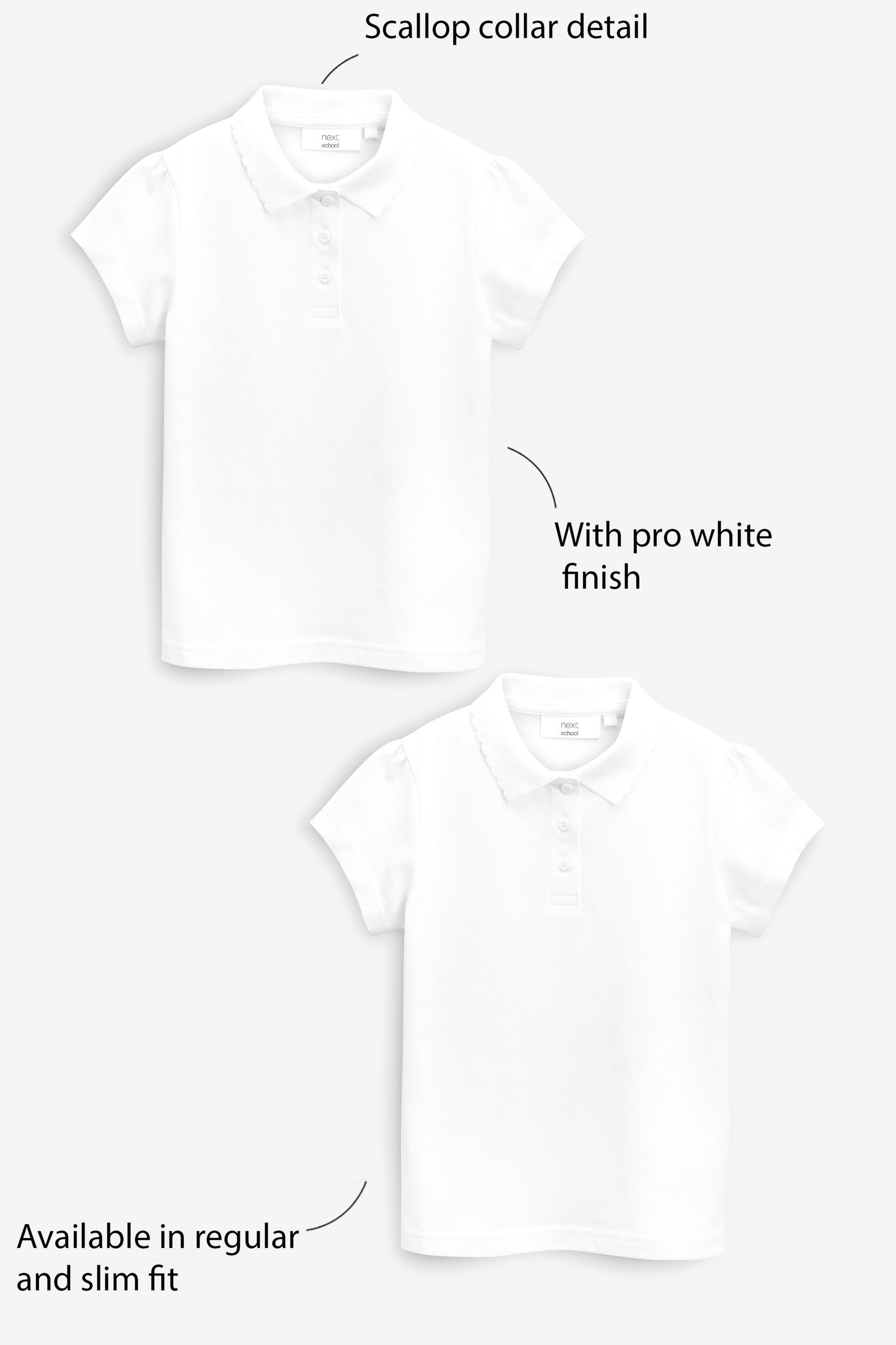 Buy White Regular Fit Cotton Short Sleeve Polo Shirts 2 Pack 3 16yrs From The Next Uk Online Shop 0858