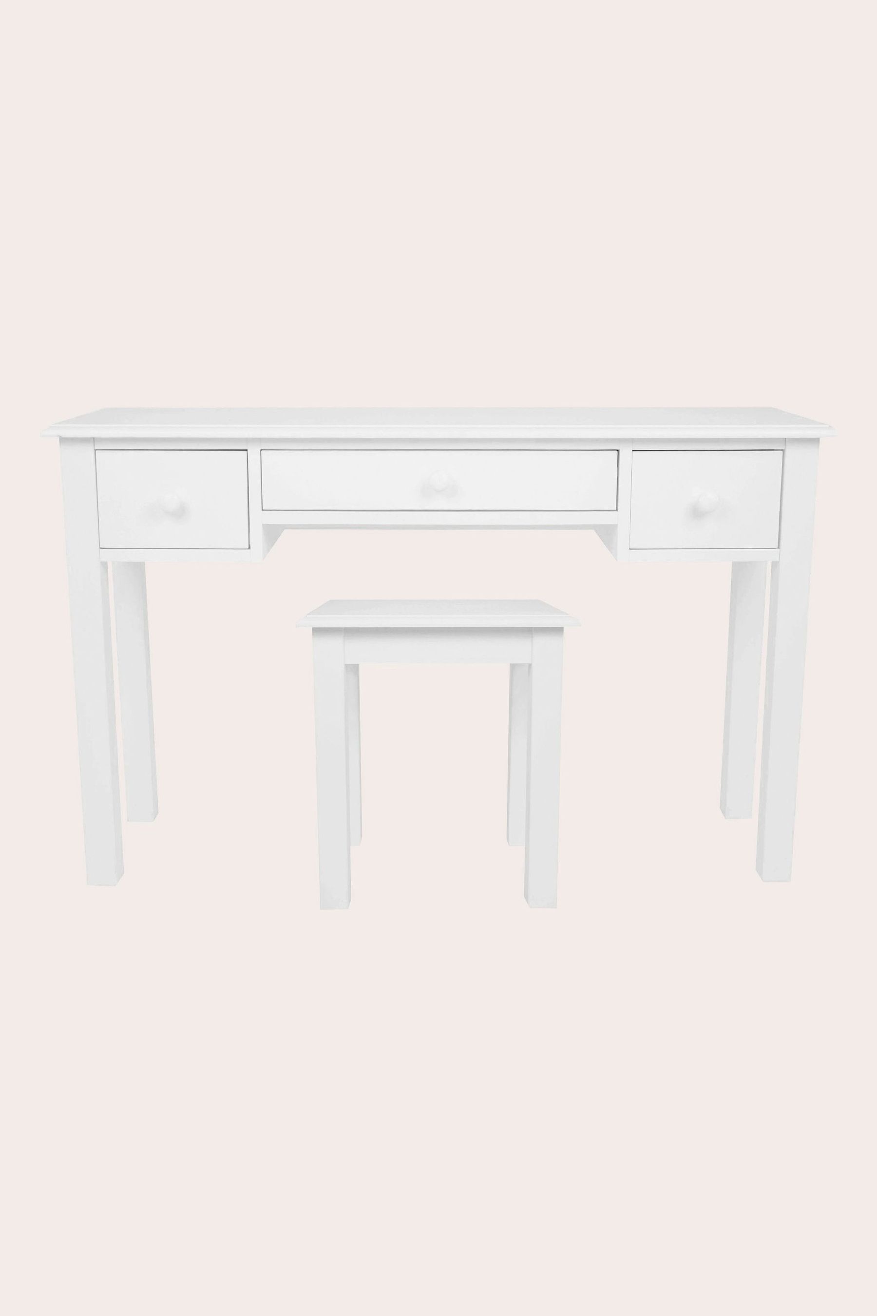 Buy Laura Ashley Cotton White Ashwell 3 Drawer Dressing Table Stool Set