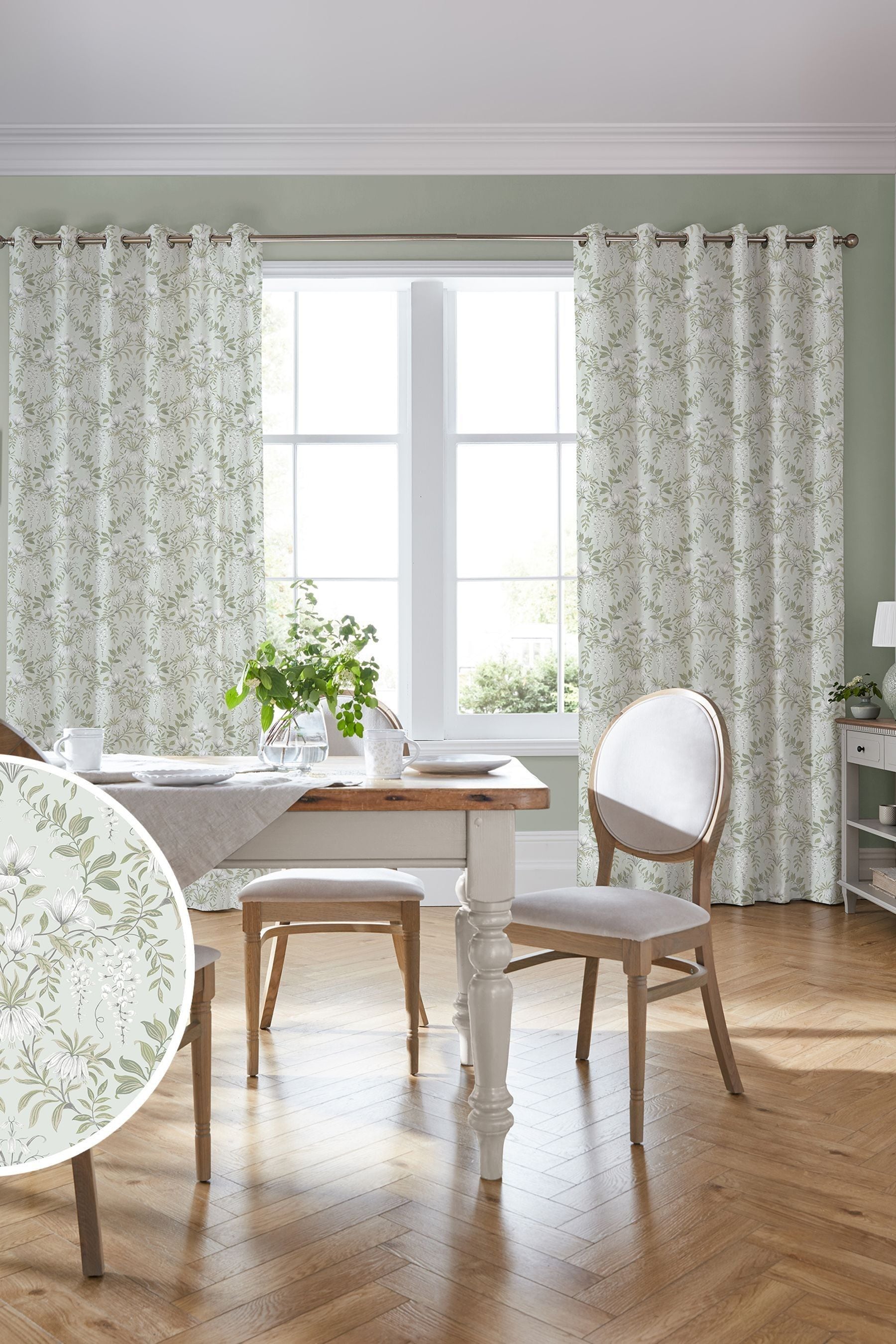 Buy Laura Ashley Sage Green Parterre Made to Measure Curtains from the ...