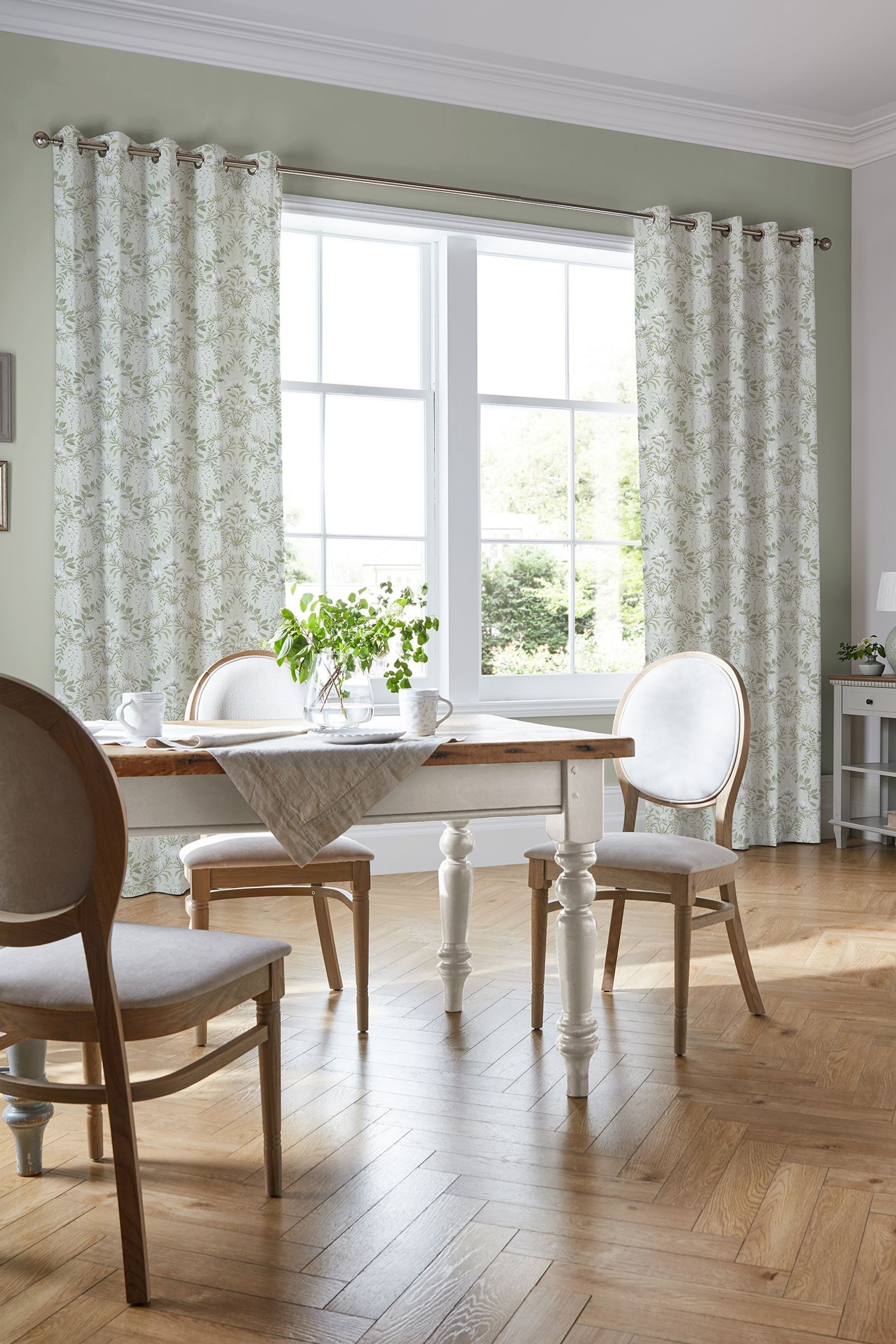 Buy Laura Ashley Sage Green Parterre Made to Measure Curtains from the