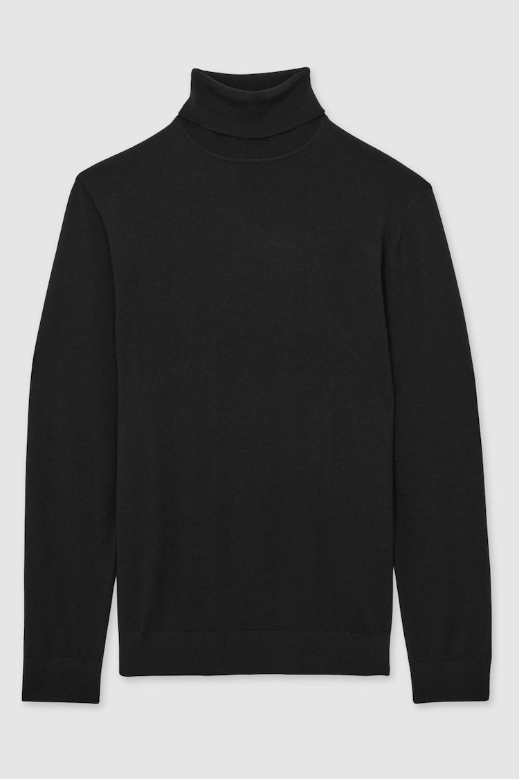 Reiss Black Caine Slim Fit Merino Wool Roll Neck Jumper - Image 1 of 1