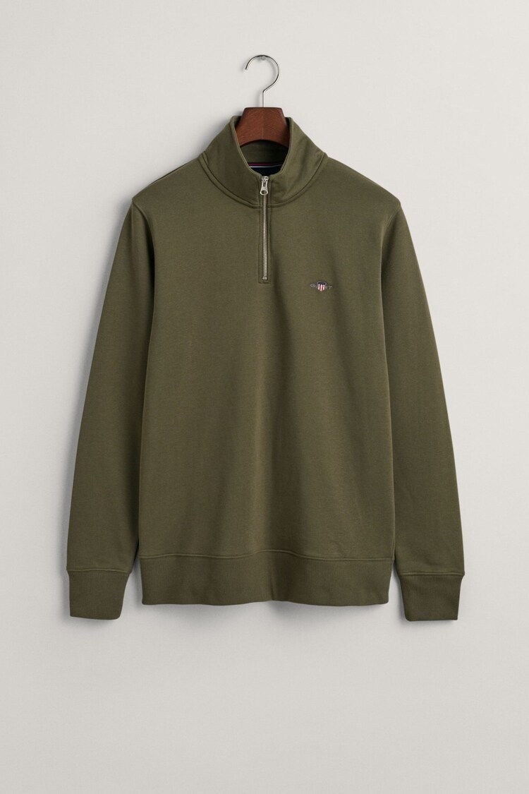 GANT Green Shield Quarter Zip Sweatshirt - Image 1 of 1