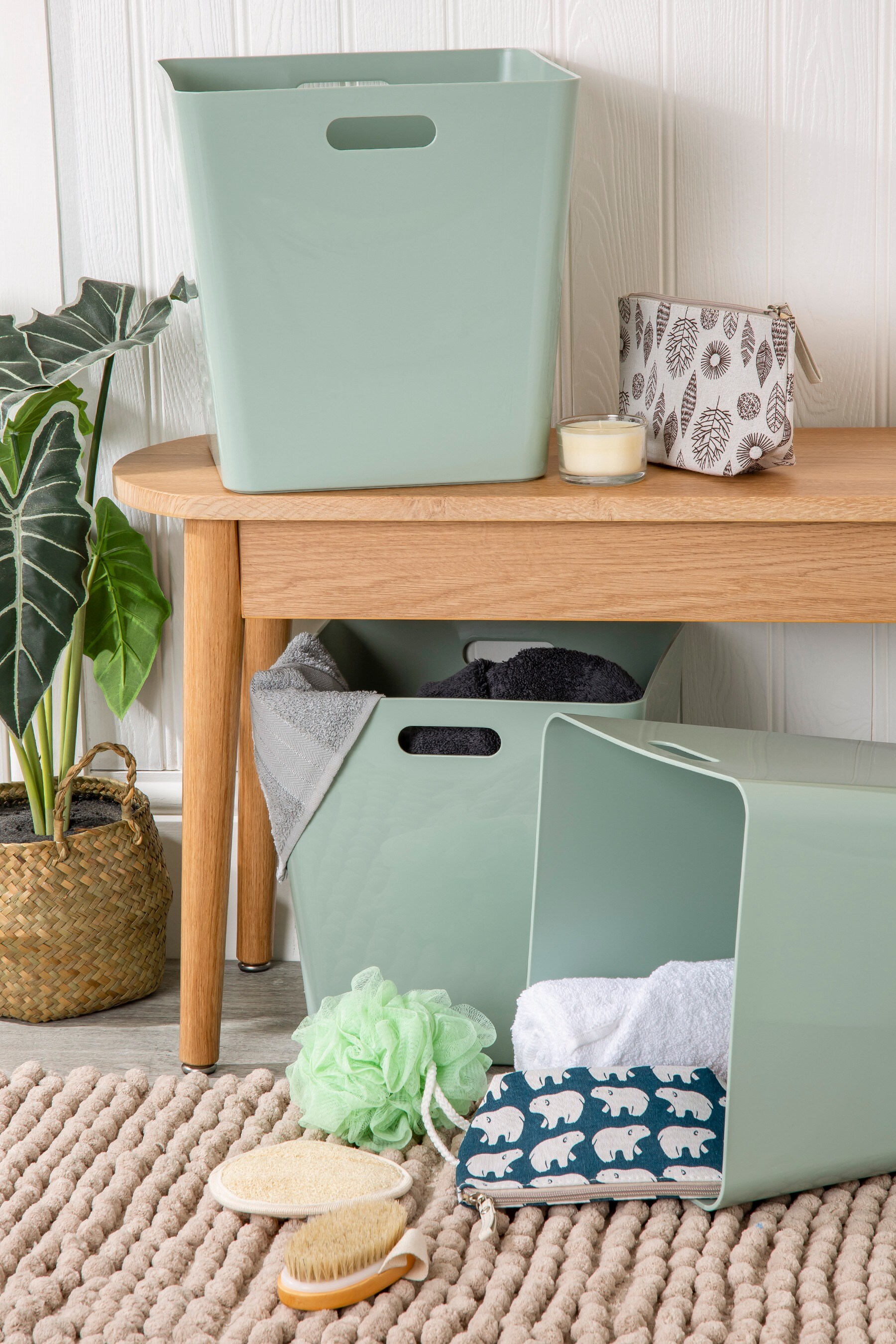 Buy Wham Set of 3 Green Large Cube Plastic Storage Baskets from the