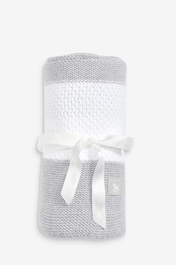The Little Tailor Grey Large Supersoft Textured Knitted 100% Cotton Blanket - Image 1 of 1