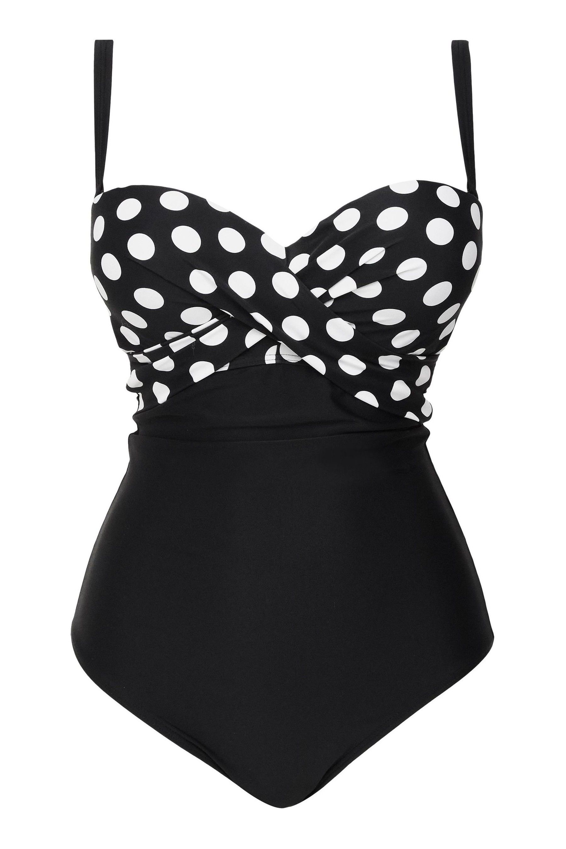 Buy Figleaves Black Spot Tailor Underwired Tummy Control Longer Length