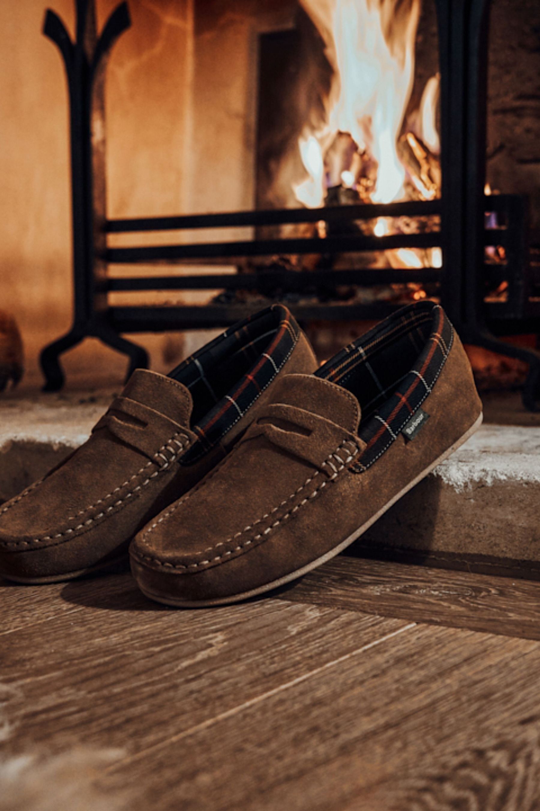 Buy Barbour® Brown Porterfield Suede Slippers from Next Australia
