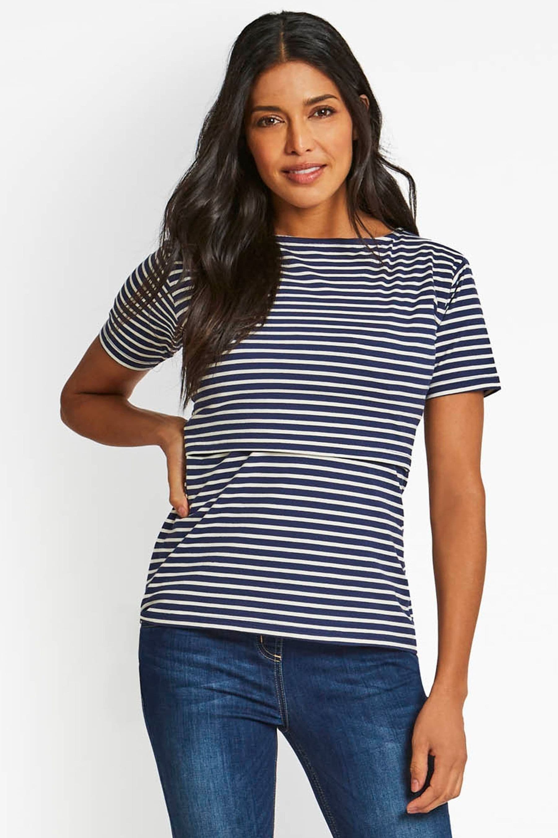 Buy JoJo Maman Bébé Navy Ecru Stripe Boatneck Nursing Top from the Next ...