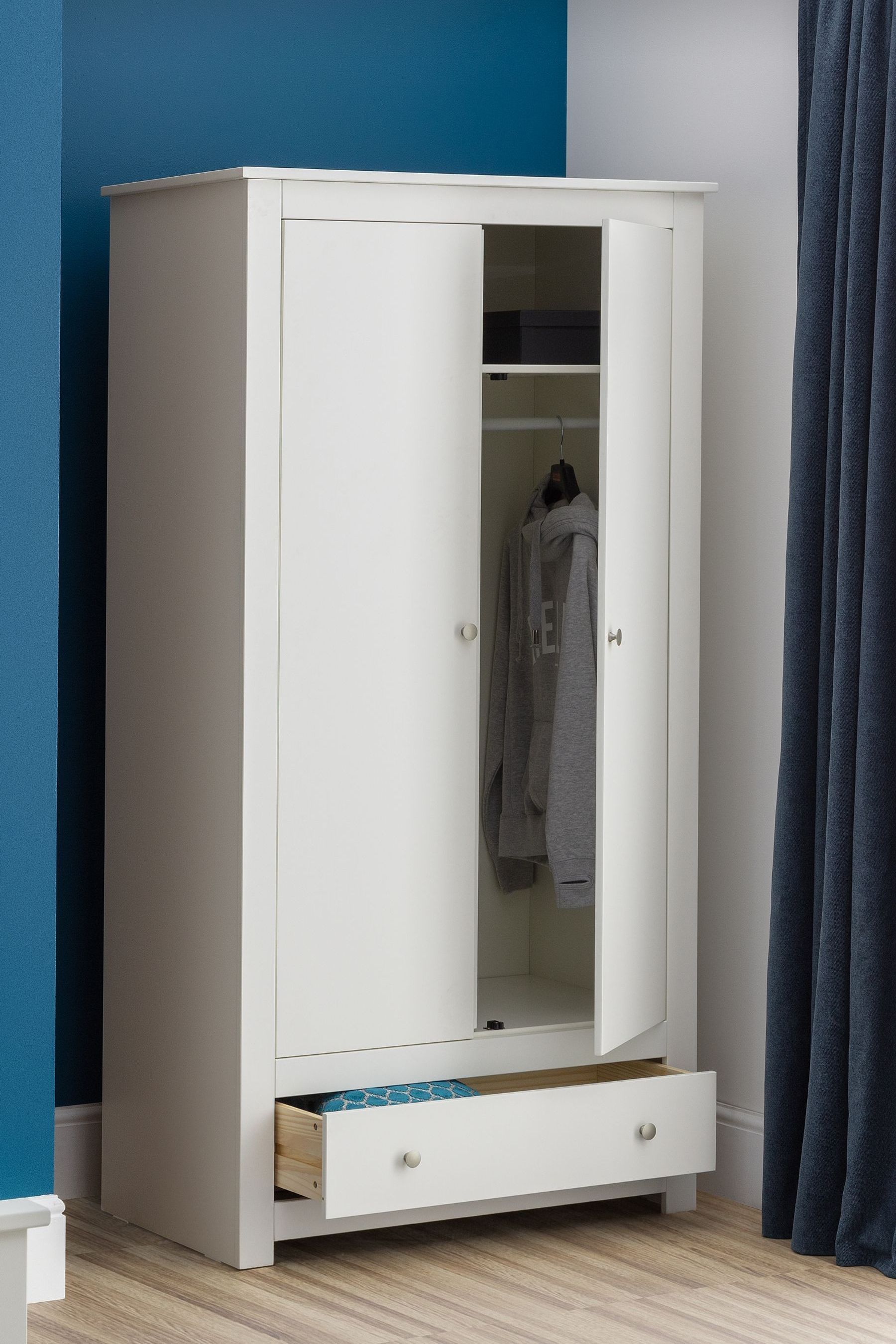 Buy Julian Bowen Surf White Radley 2 Door 1 Drawer Wardrobe from the