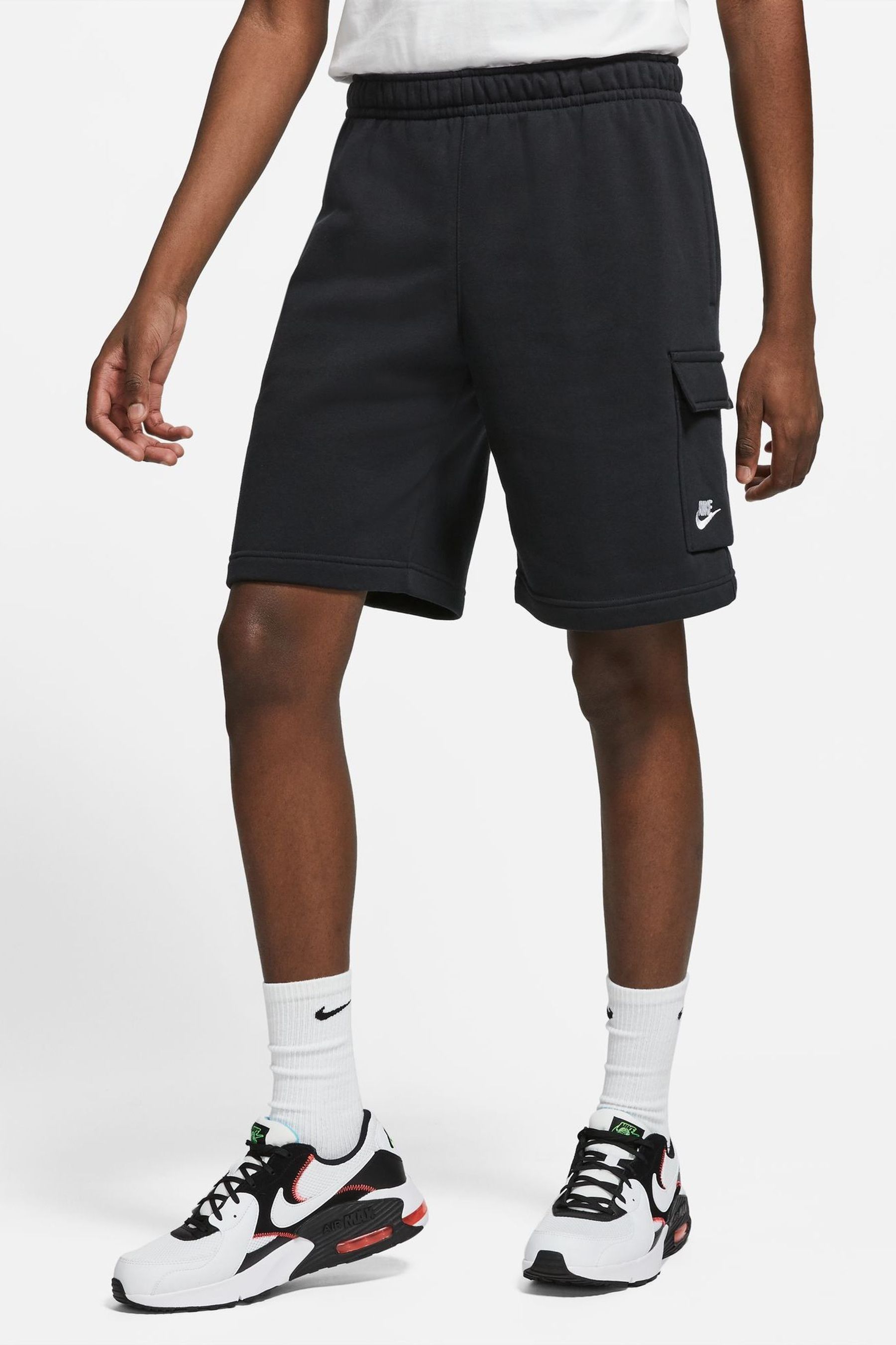 Buy Nike Black Club Fleece Cargo Shorts from the Next UK online shop