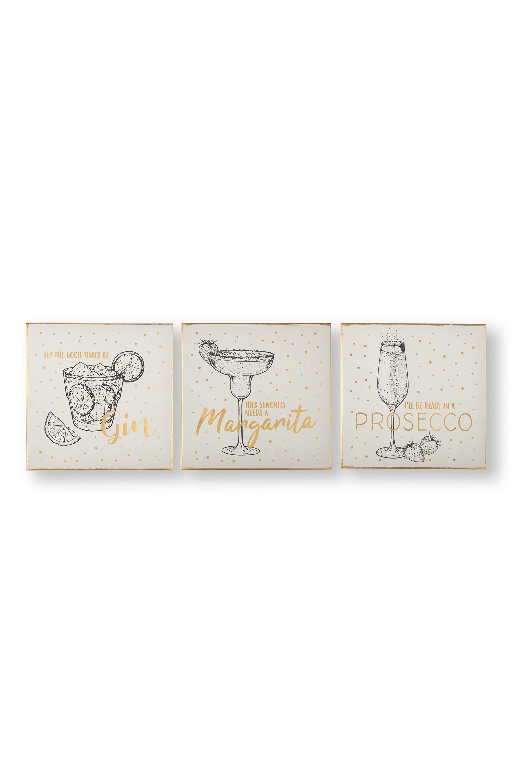 Buy Art For The Home Gold Drinks Collection Trio Wall Art from the Next