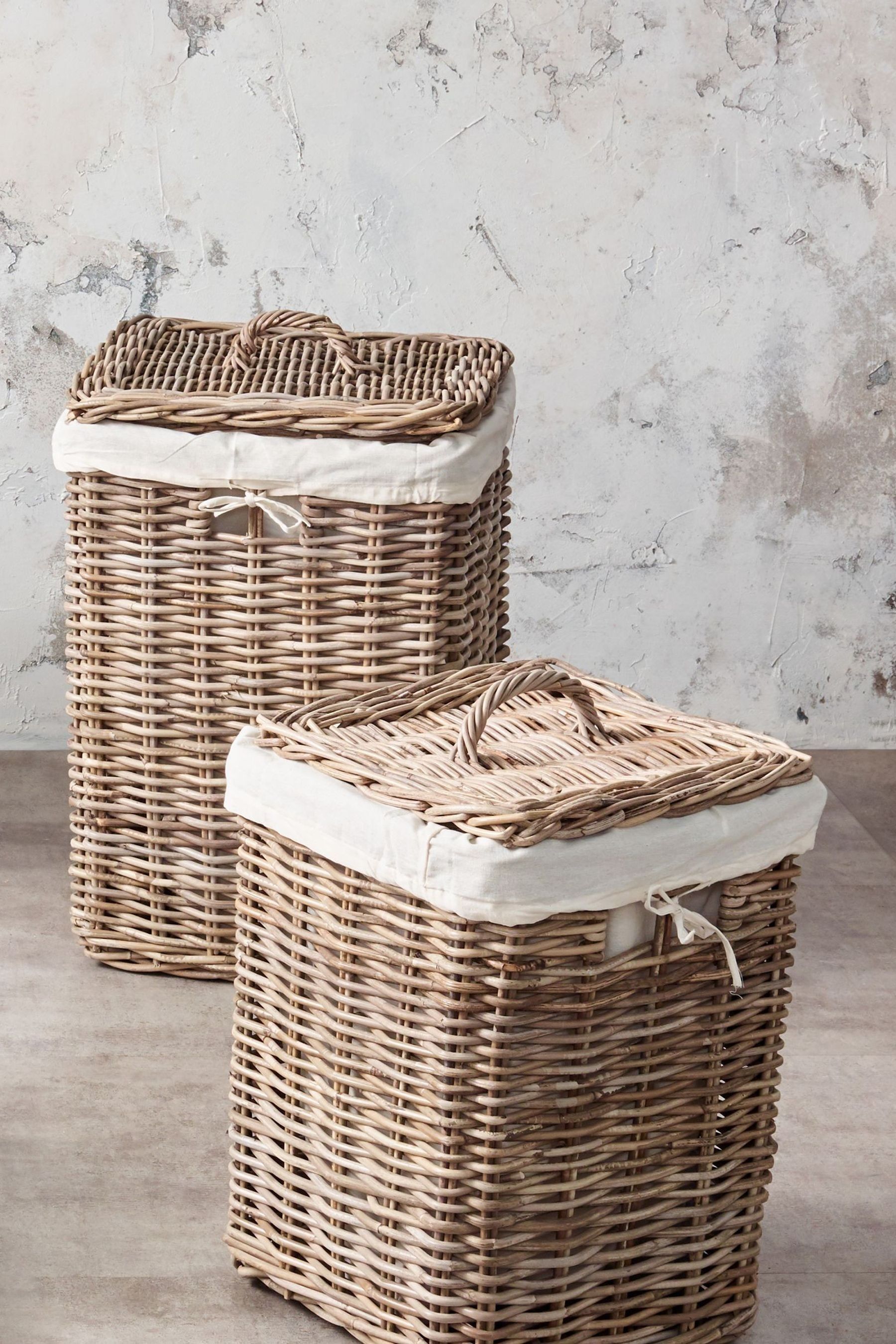 Buy Pacific Set of 2 Grey Square Lined Laundry Storage Baskets from the