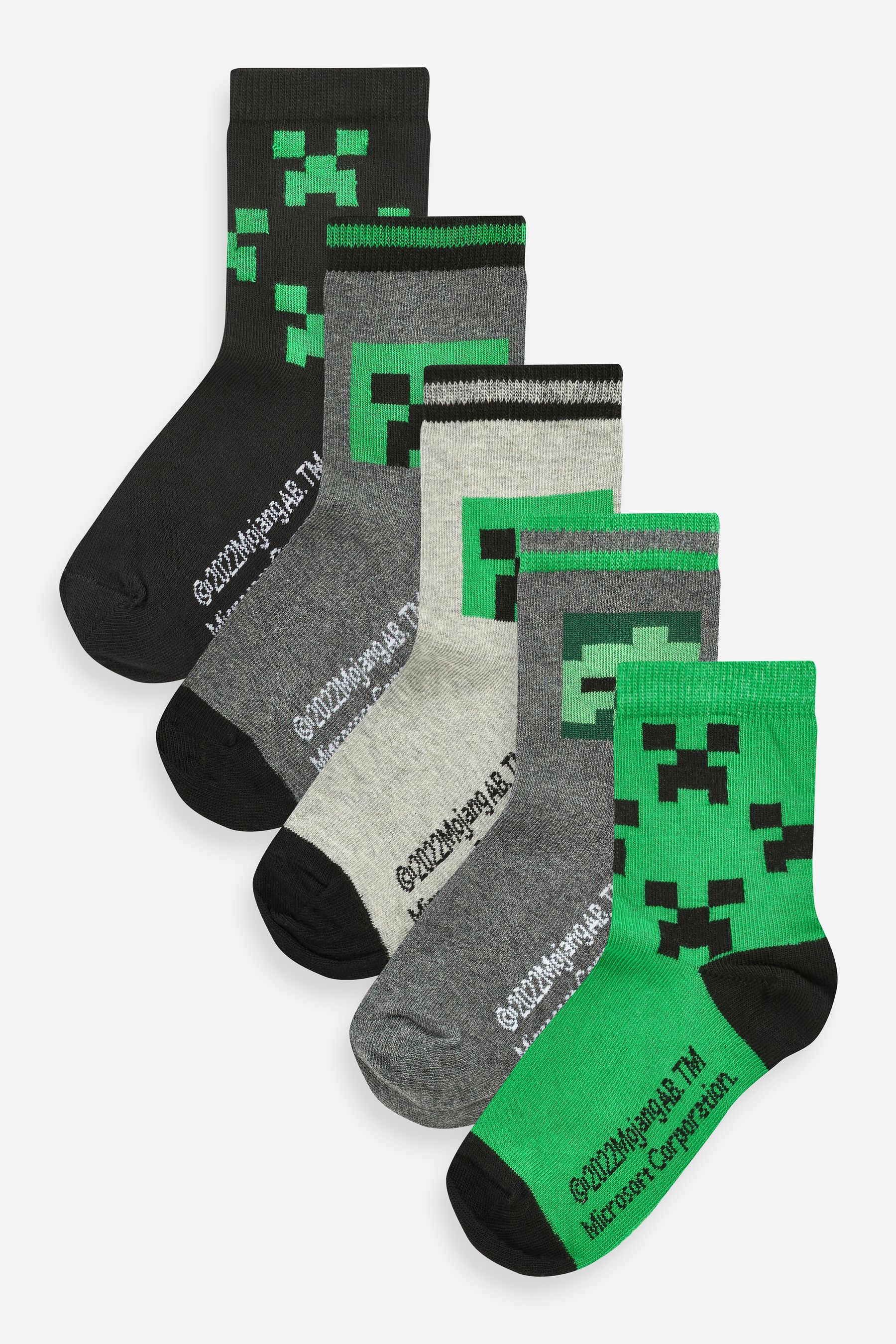 Buy Minecraft Creeper License Character 5 Pack Cotton Rich Socks from