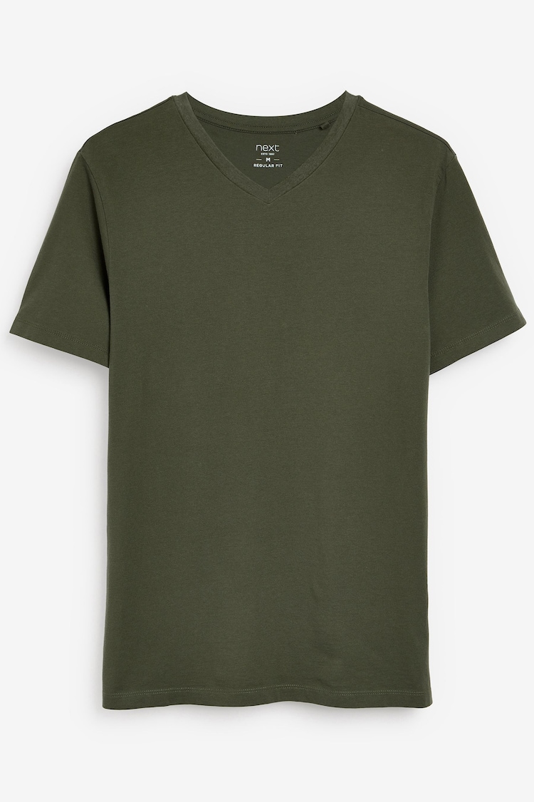 Tumma Khaki Vihreä - Normaali istuvuus - Essential V-kaula-aukko T-paita - Image 1 of 1