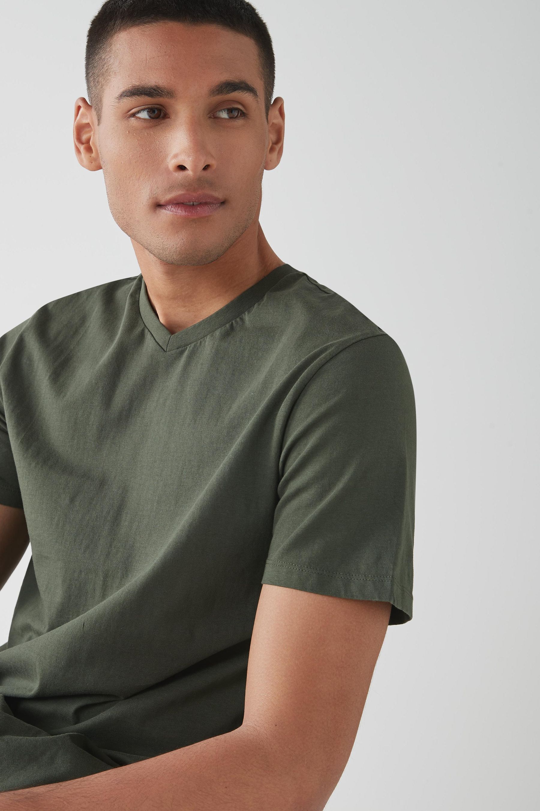 Buy Dark Khaki Green Essential VNeck TShirt from the Next UK online shop