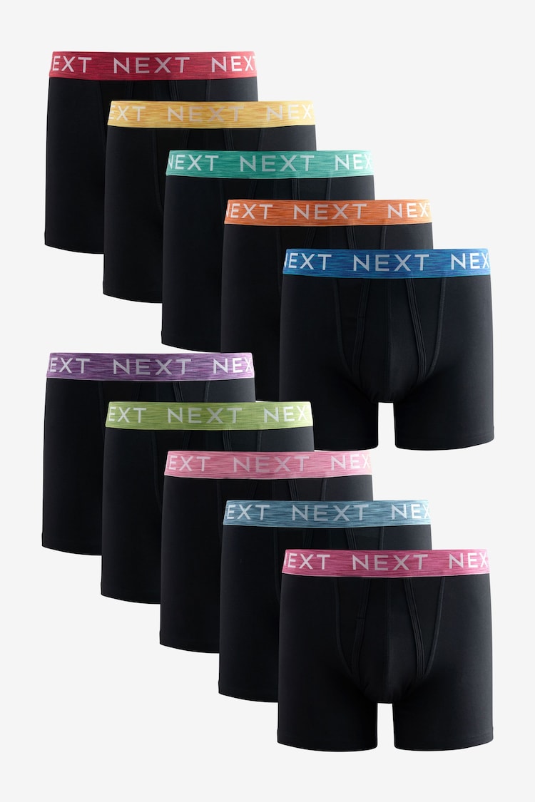Black Silver Colour Pop Marl 10 pack A-Front Boxers - Image 1 of 1
