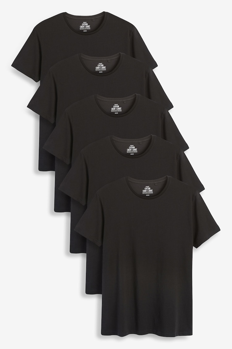 Schwarz - Schmale Passform - Lagen-T-Shirts aus 100 % Baumwolle, 5er-Pack - Bild 1 von 1