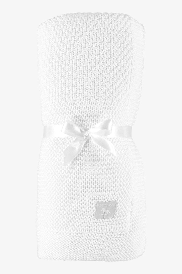 The Little Tailor White 100% Cotton Plush Knitted Blanket - Image 1 of 1