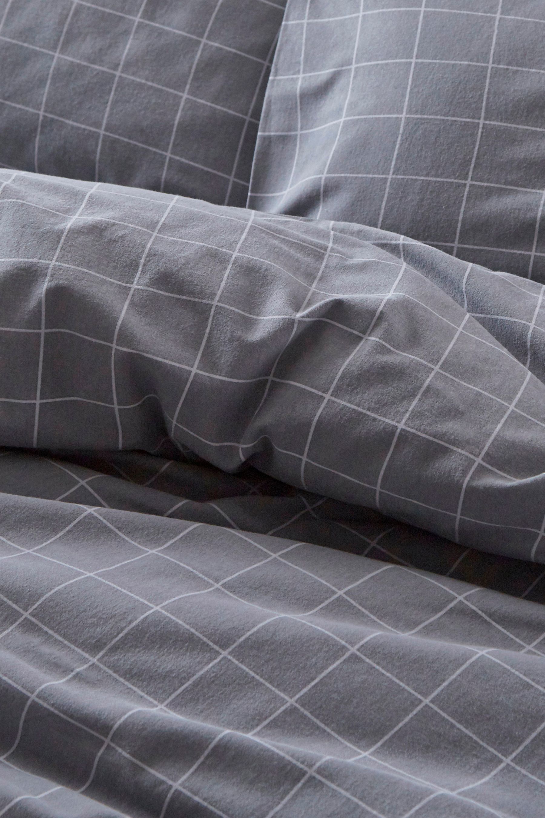 Buy Silentnight Grey Brushed Cotton Check Duvet Cover and Pillowcase
