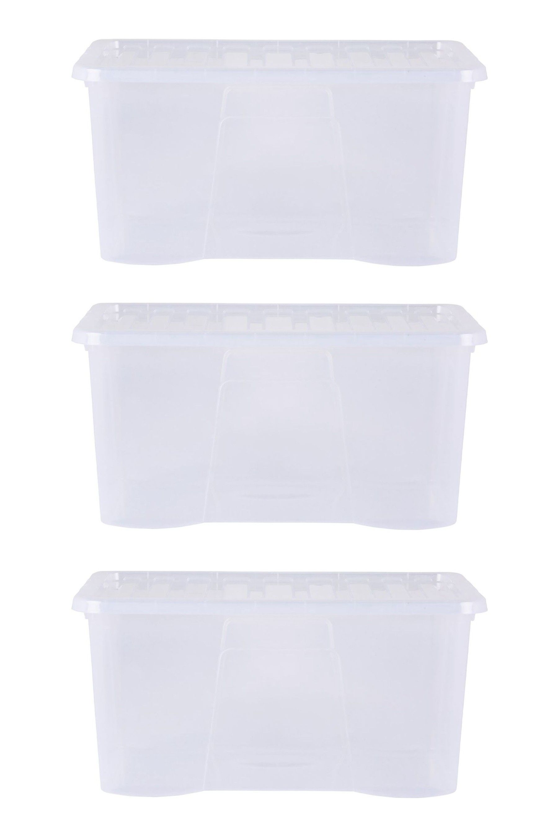 Buy Wham Set of 3 Clear Crystal 60L Storage Boxes and Lids from the