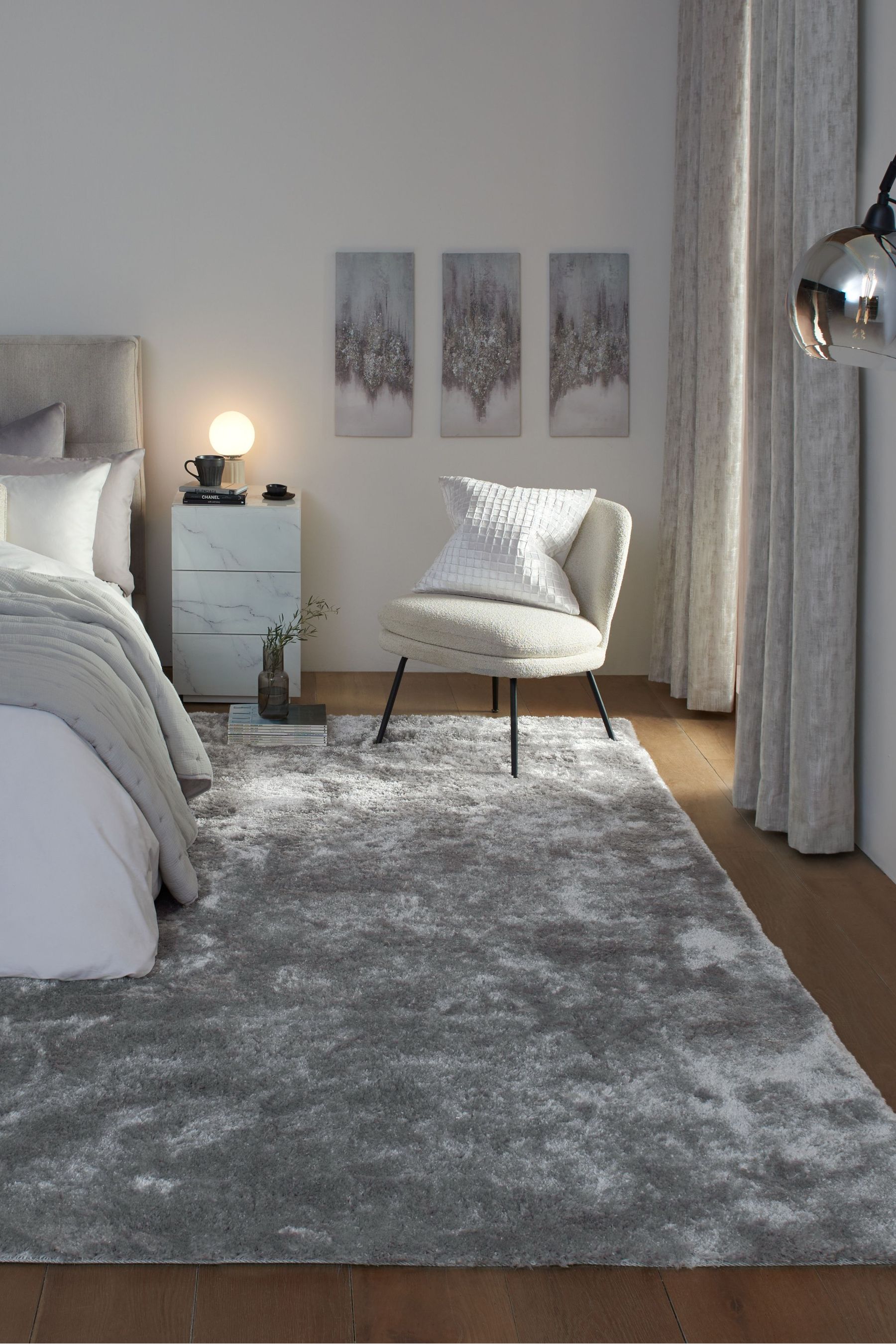 Buy Silver Grey Plush Velveteen Rug from the Next UK online shop