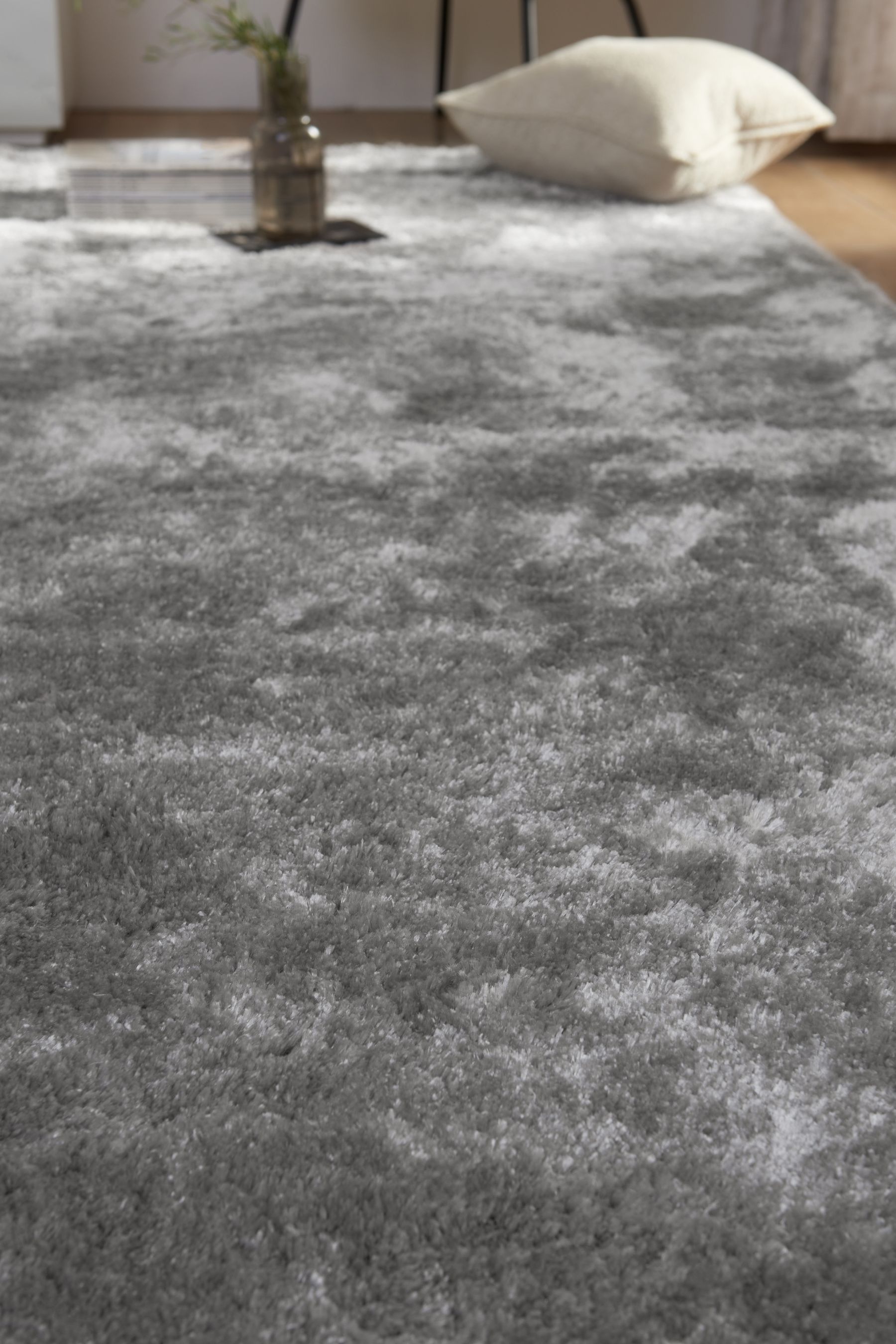 Buy Silver Grey Plush Velveteen Rug from the Next UK online shop