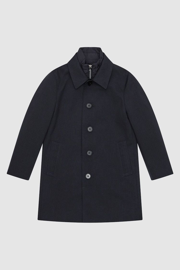 Reiss Navy Perrin Senior Trench With Funnel-Neck Insert - Image 1 of 1