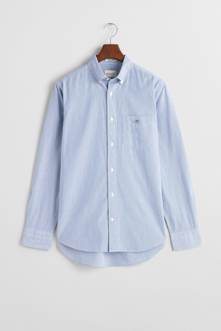 GANT Blue Stripe Regular Fit Poplin Cotton Shirt - Image 1 of 1
