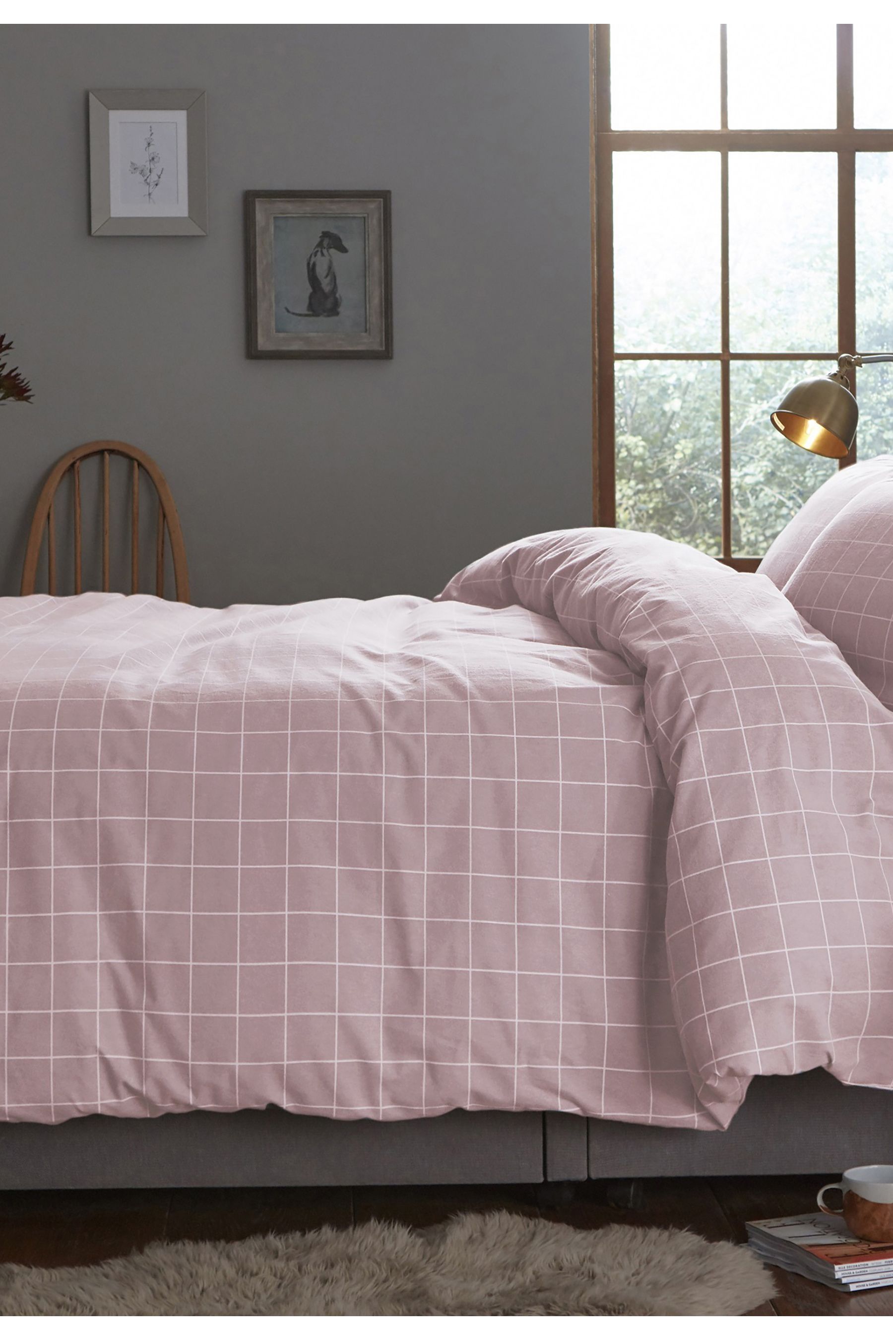 Buy Silentnight Pink Brushed Cotton Check Duvet Cover and Pillowcase