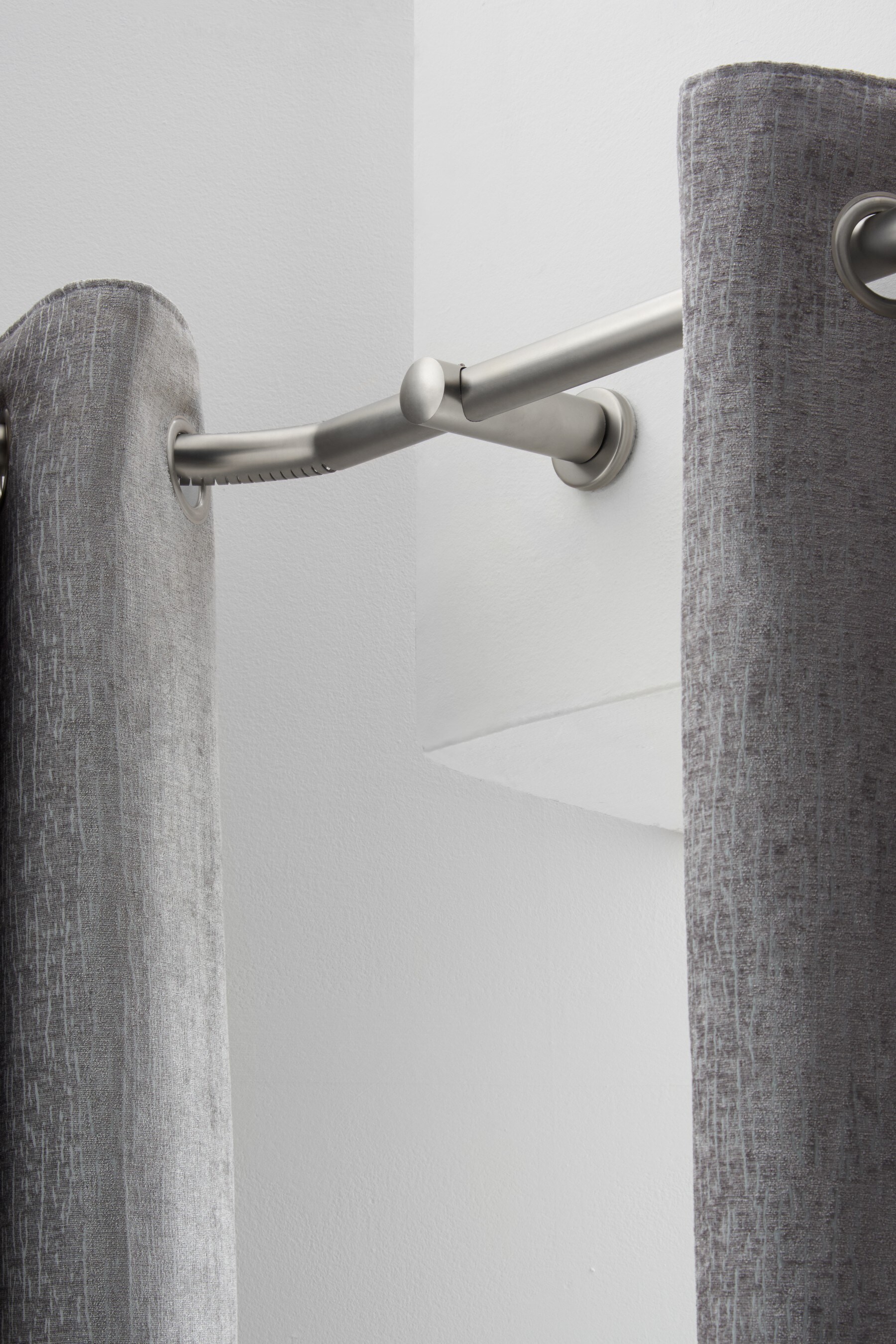Buy Brushed Silver 4m Bendable Bay Window Curtain Pole Kit from the