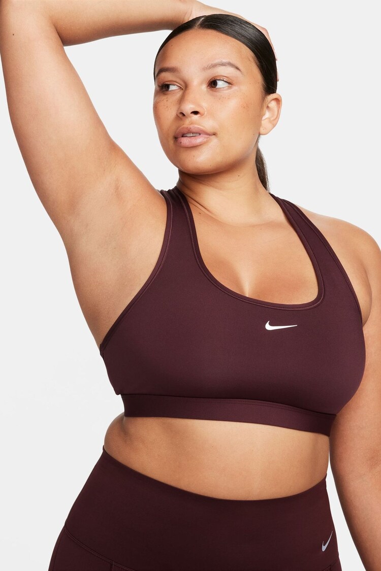 Nike Burgundy Red Swoosh Light-Support Sports Bra - Image 1 of 1