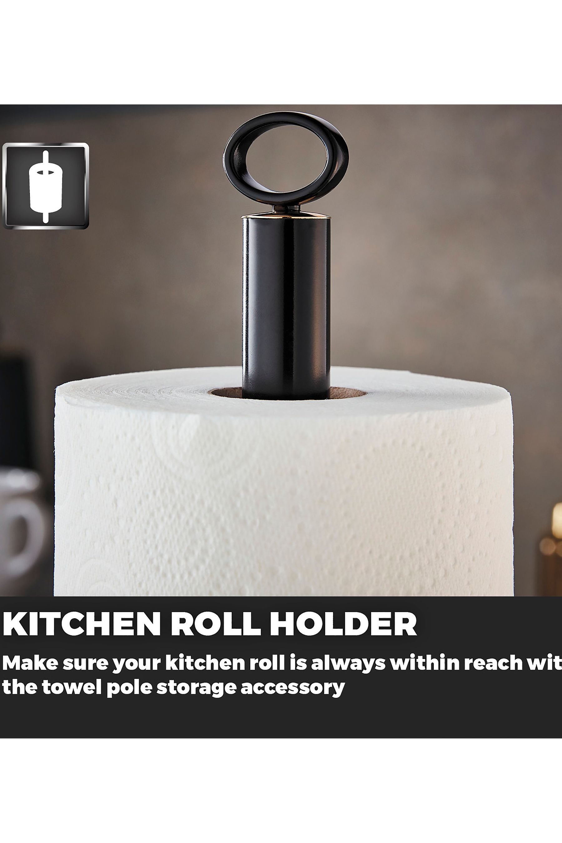 Buy Tower Black Empire 6 Cup Mug Tree And Kitchen Roll Holder Set from