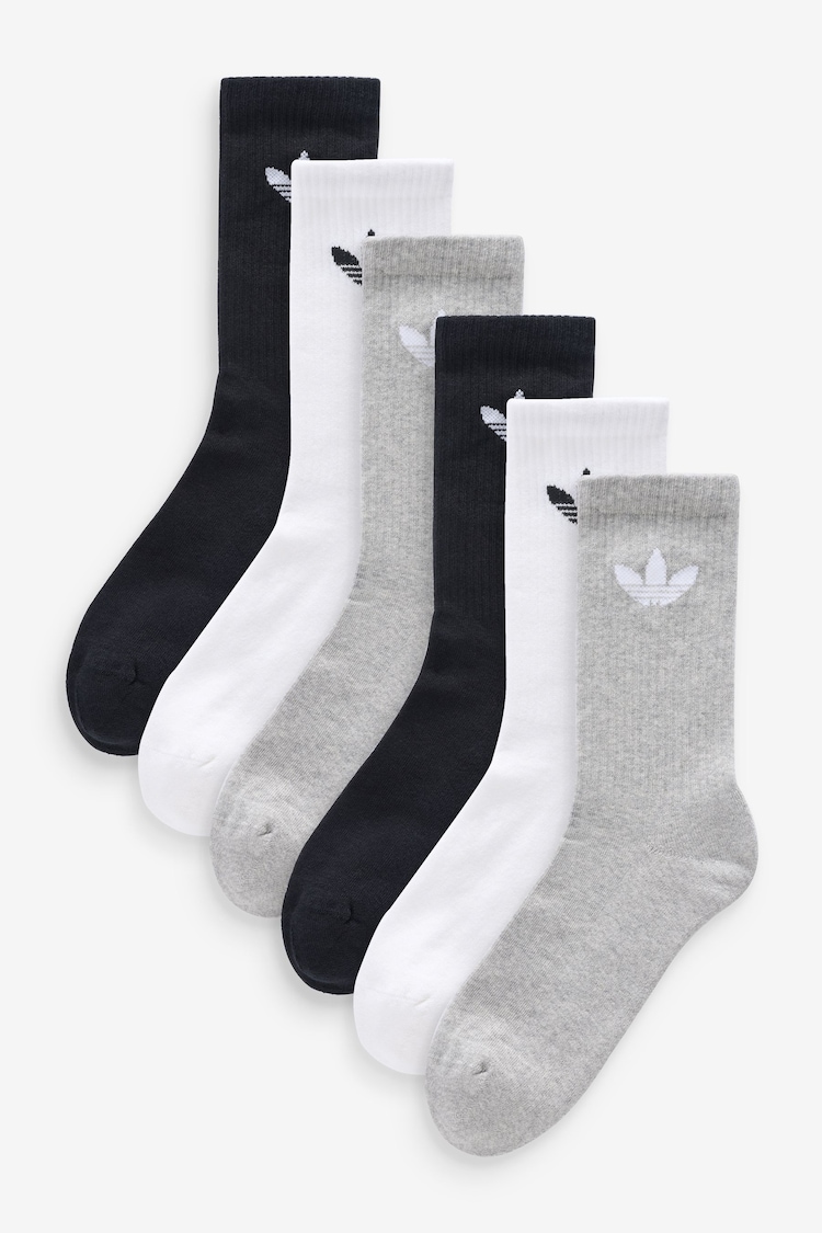 adidas Originals Black Trefoil Crew Socks 6 Pack - Image 1 of 1