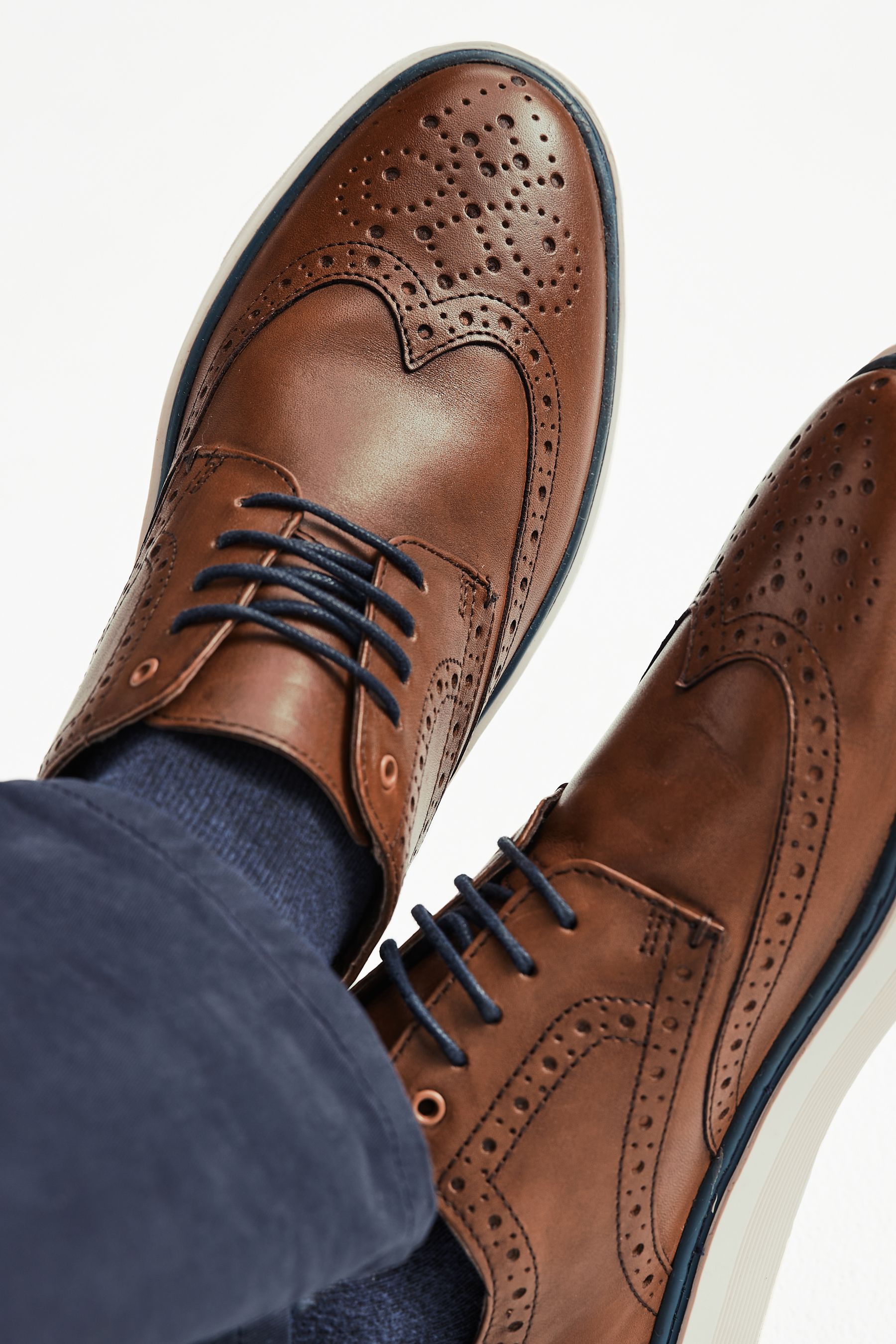 Buy Tan Brown Leather Brogue Cupsole Shoes from the Next UK online shop