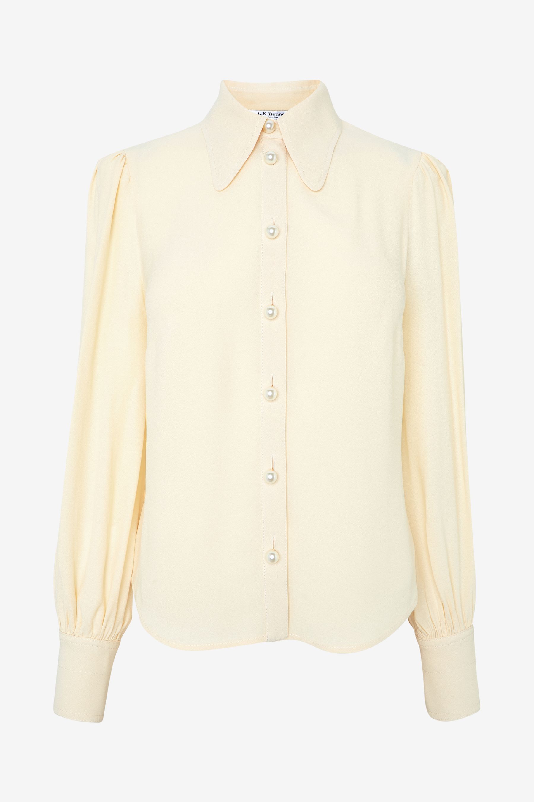 Buy LK Bennett Cream Sonya Crepe Blouse With Pearl Buttons from the ...