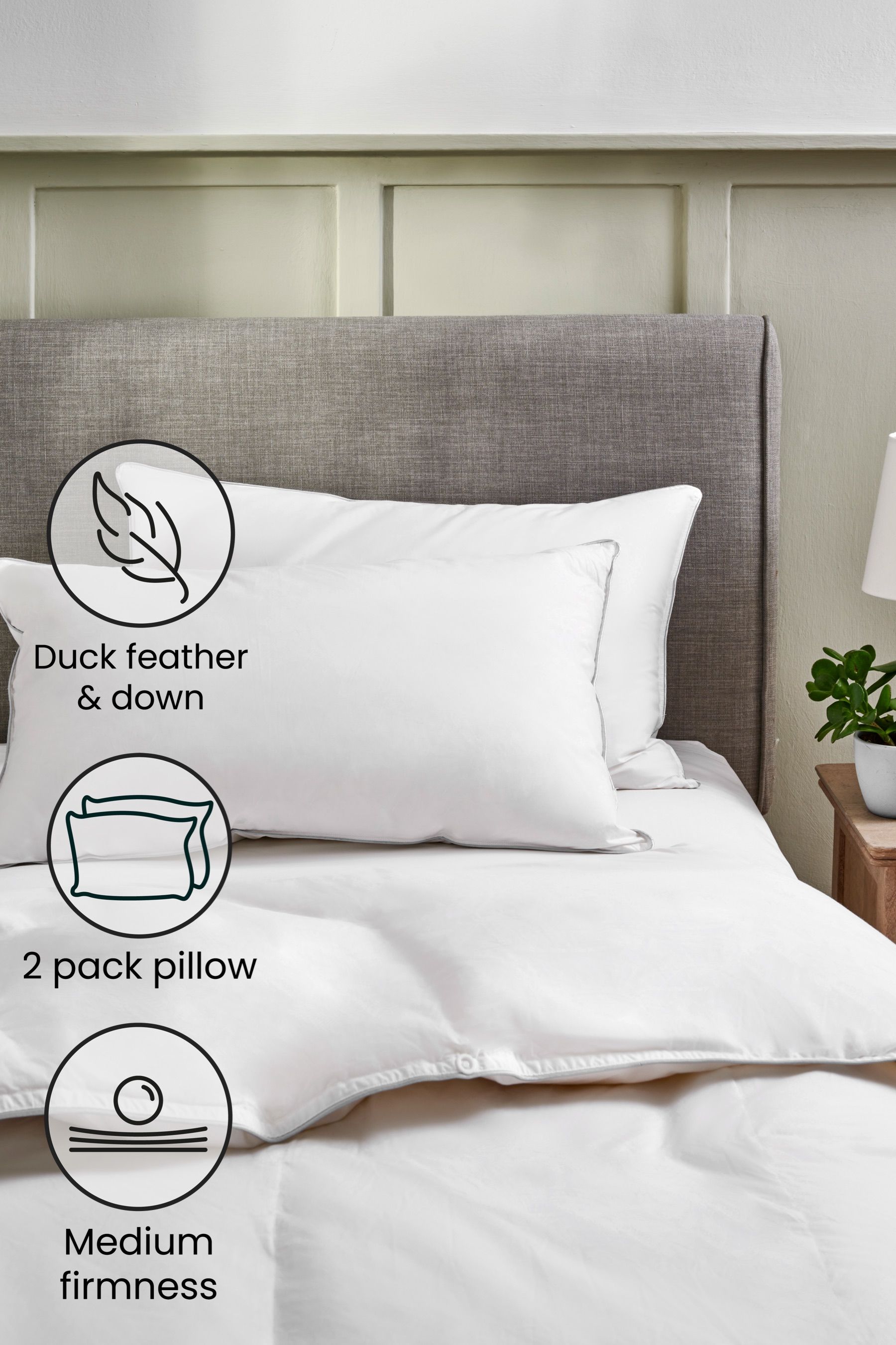 Buy Duck Feather And Down Set Of 2 Soft Pillows from the Next UK online shop
