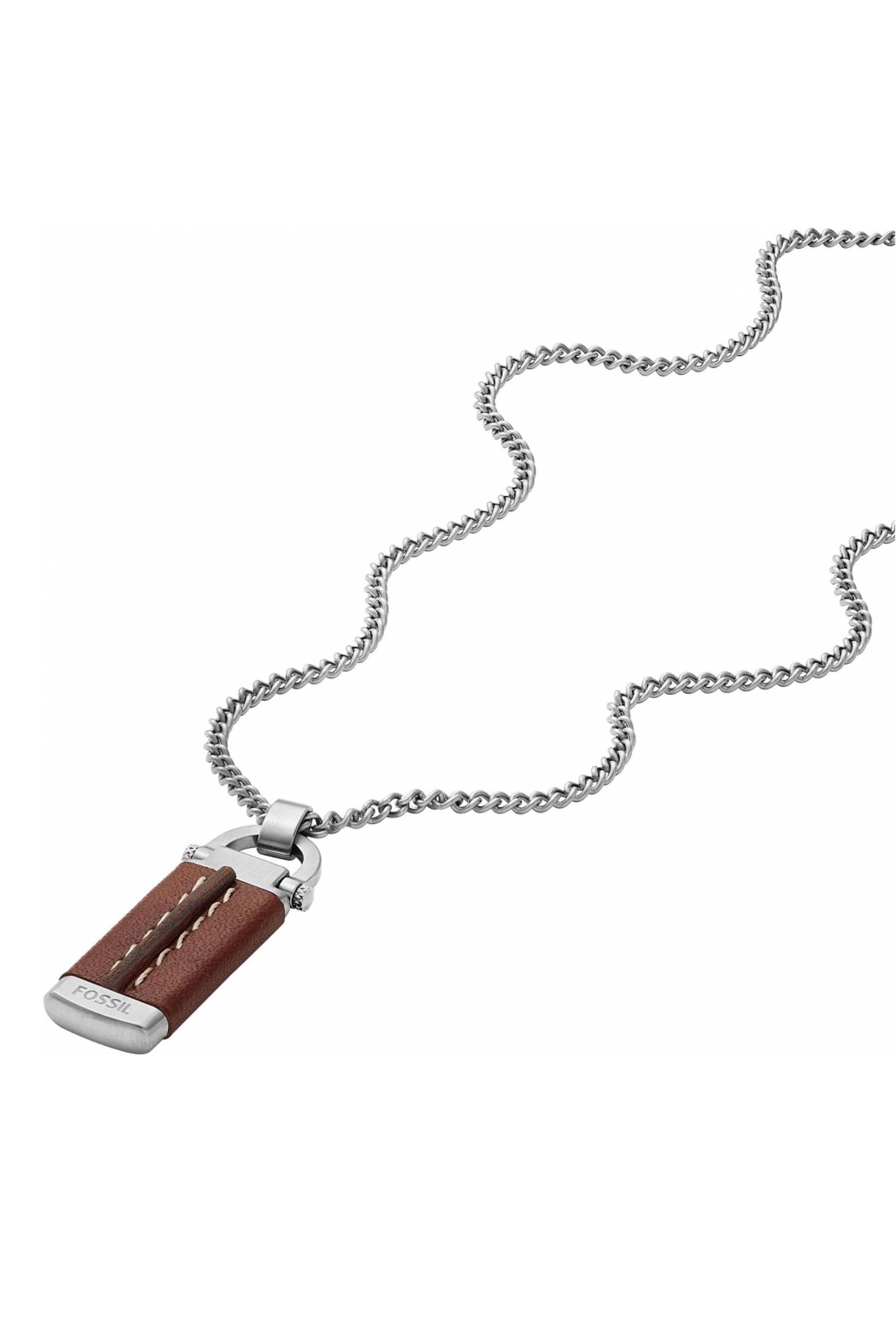 Buy Fossil Jewellery Gents Silver Tone Heritage DLink Necklace from the Next UK online shop