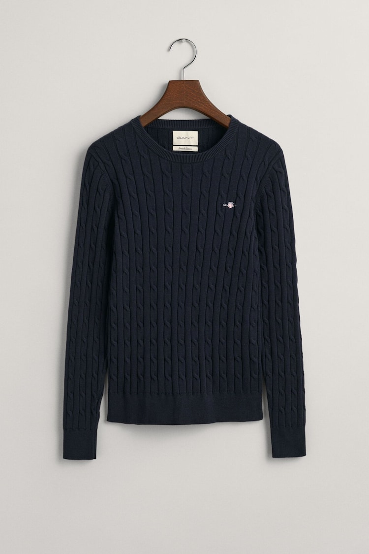 GANT Navy Blue Stretch Cotton Cable Knit Jumper - Image 1 of 1
