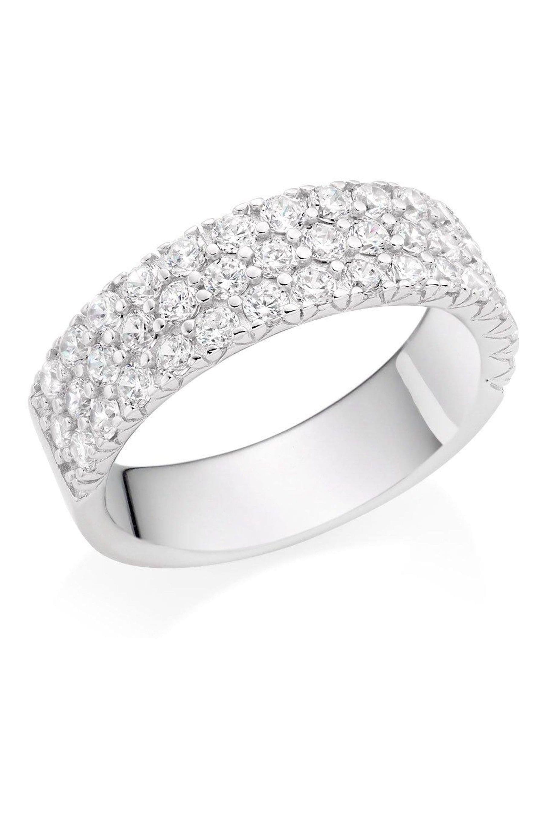 Buy Beaverbrooks Silver Cubic Zirconia Three Row Ring from the Next UK ...